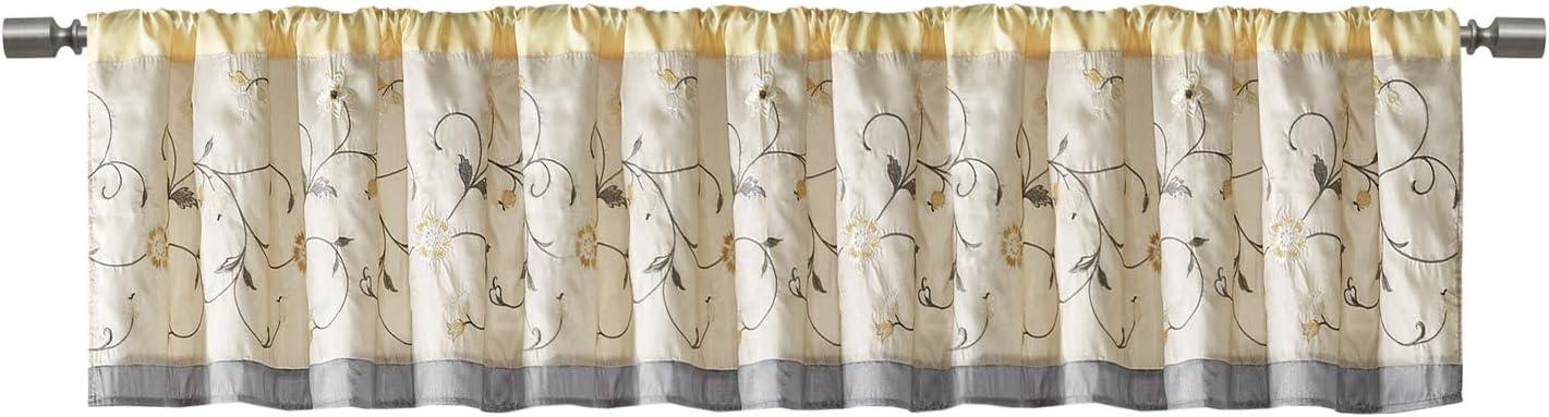 Serene Floral Embroidered 50'' W Window Valance