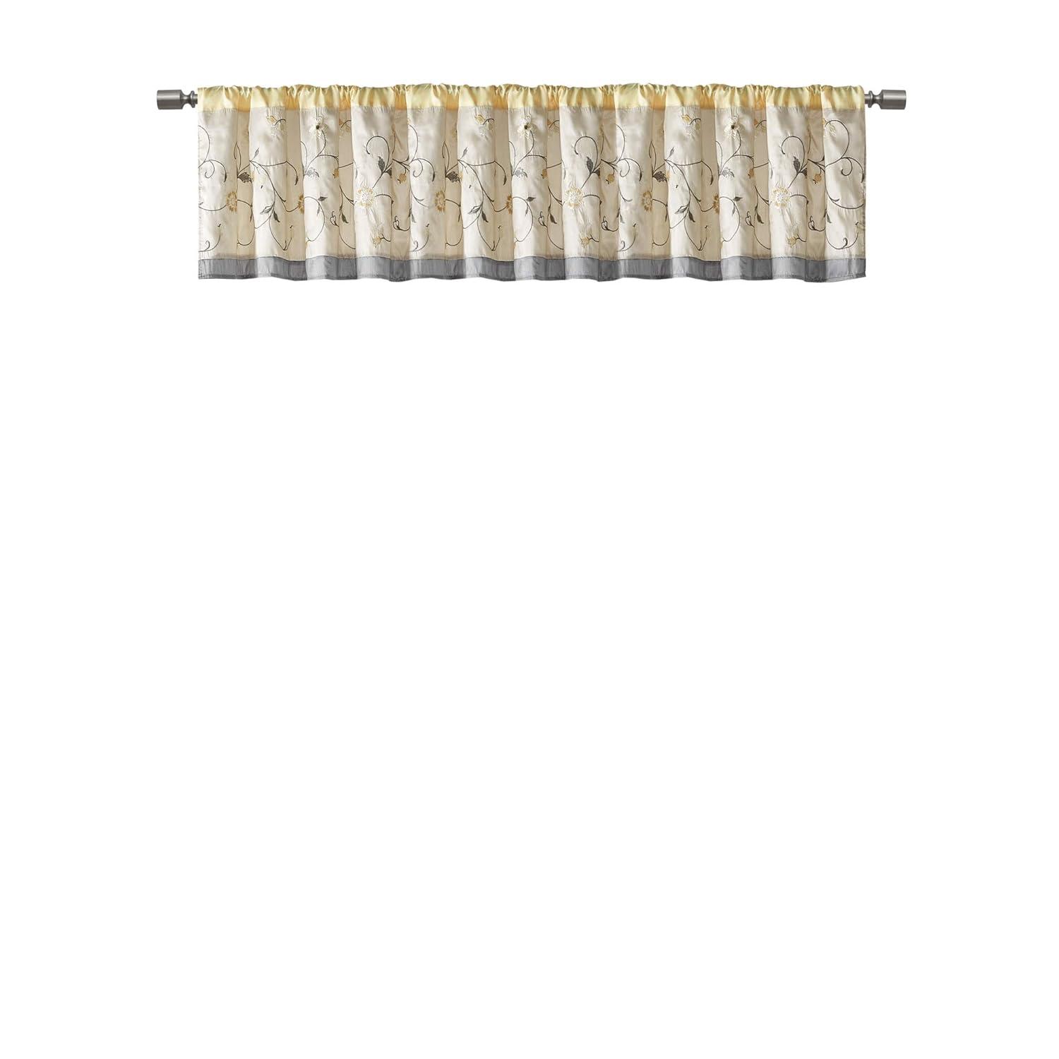 Madison Park Serene Floral Embroidered 50'' W Single Window Valance