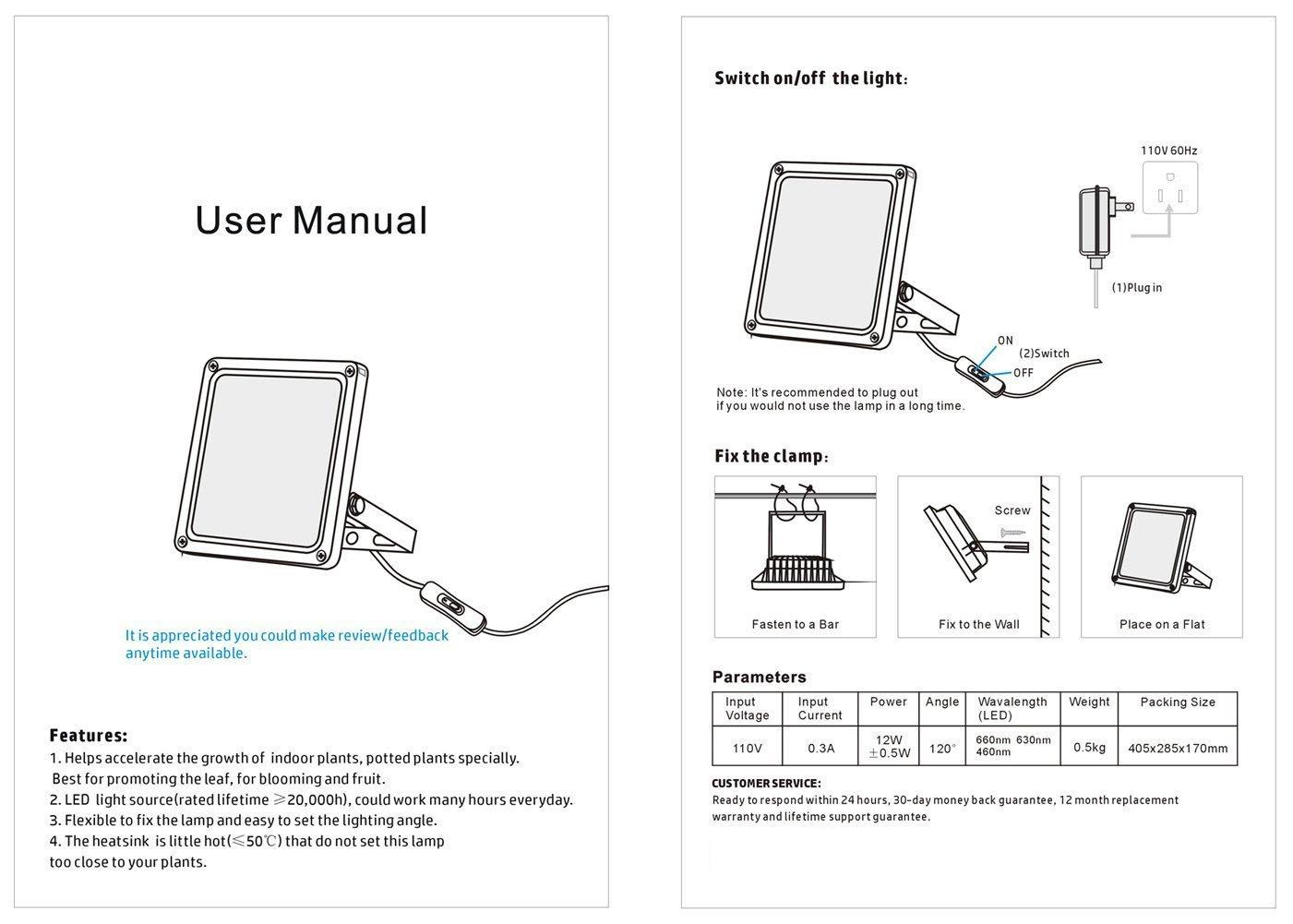 ACKE LED Grow Lights Full Spectrum,Plant Lights，Growing Lamps 12W for Indoor Plants,Hydropoincs