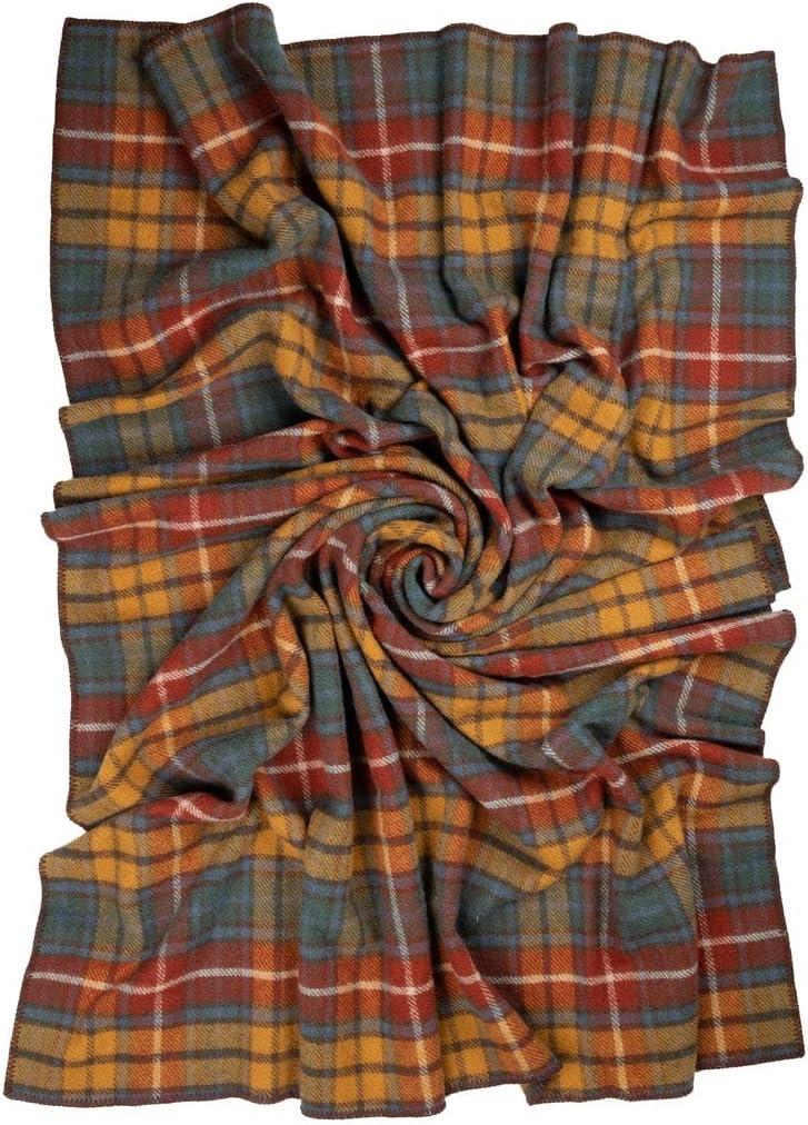 Extra-Large Antique Dress Stewart Wool Tartan Throw Blanket