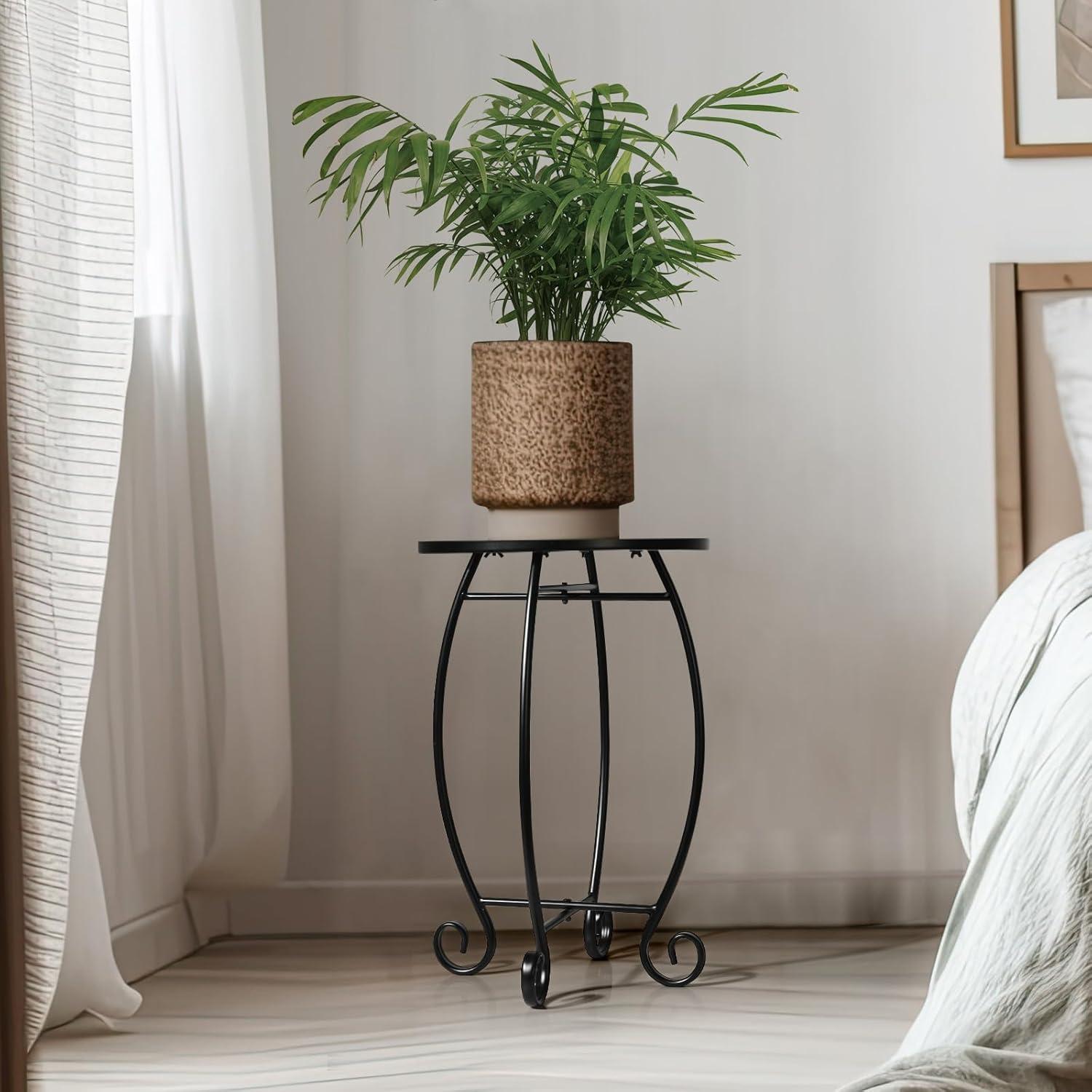 14" Round Ceramic Tile and Metal End Table