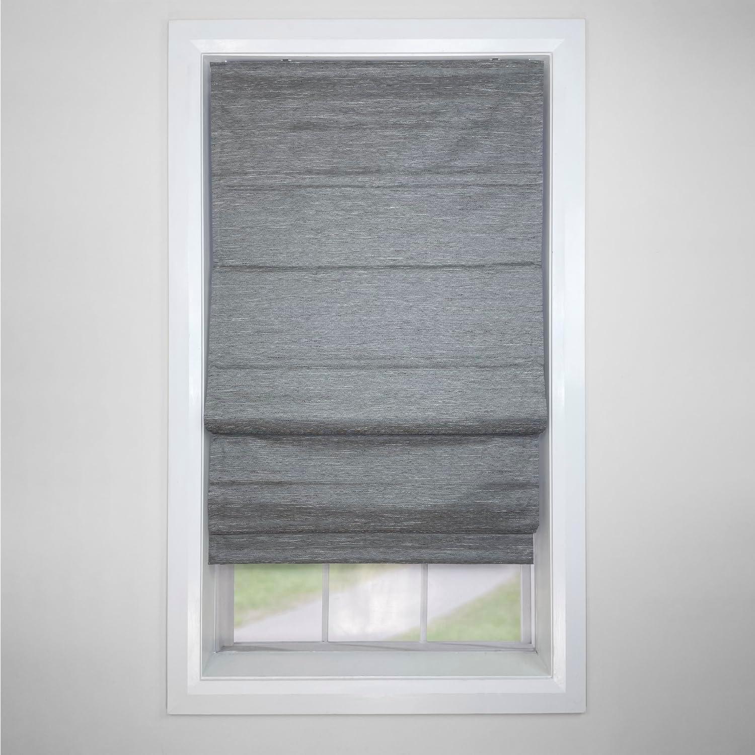 Versailles Caesar Cordless Roman Blackout Shades For Windows Insides/Outside Mount Ash Grey