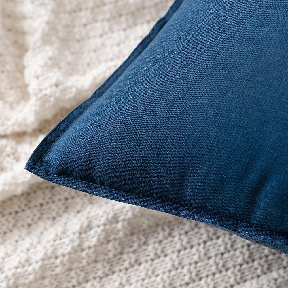 MIULEE Pack of 2 Decorative Linen Pillow Covers 20x20 Inch Navy Blue Farmhouse Soild Neutral Throw Pillow Covers Soft Accent Decorative Pillowcases Home Decors for Couch Sofa Bed Living Room
