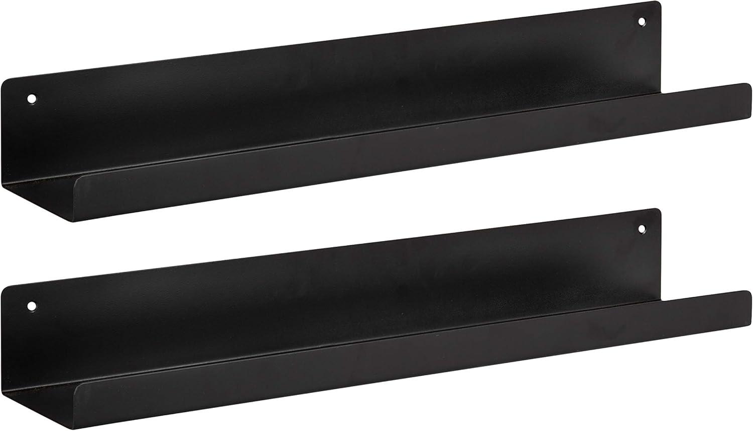 Mezzo 27'' Black Modern Metal Floating Wall Ledge Shelf Set