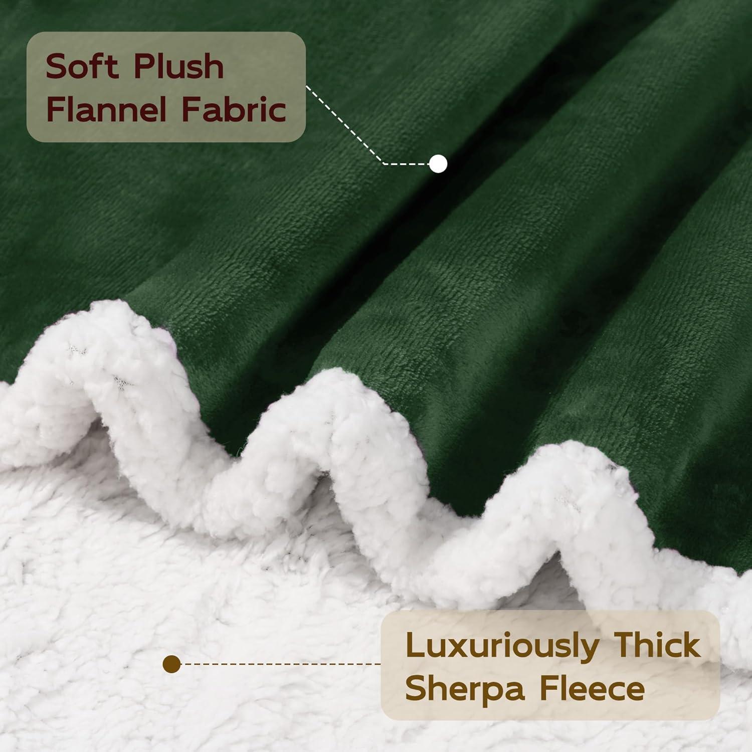 PAVILIA Plush Throw Blanket for Couch Bed, Faux Shearling Blanket and Throw for Sofa Home Decor, Emerald Green/Throw - 50x60