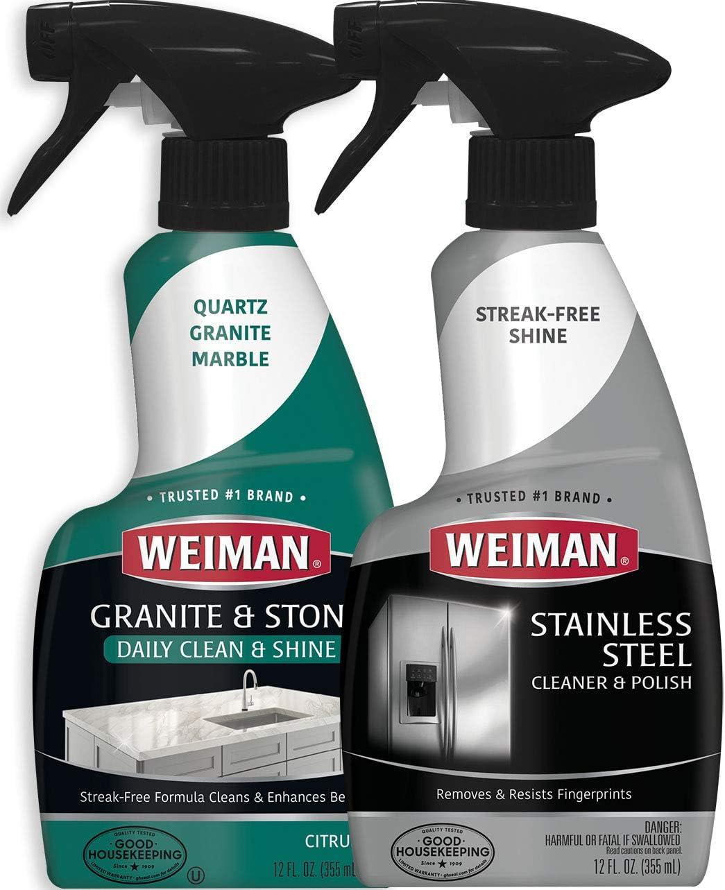 Weiman Stainless Steel and Granite Cleaner Set - 12 Ounce