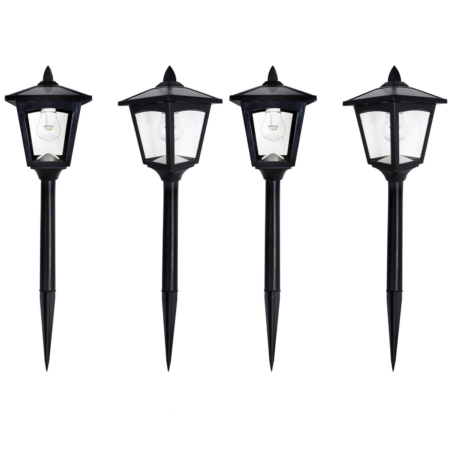 Black Stainless Steel Solar LED Pathway Lights, 4-Pack