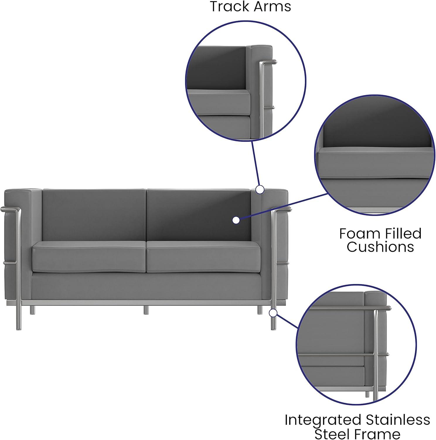 Flash Furniture Hercules Regal Series Contemporary Gray LeatherSoft Chair with Encasing Frame