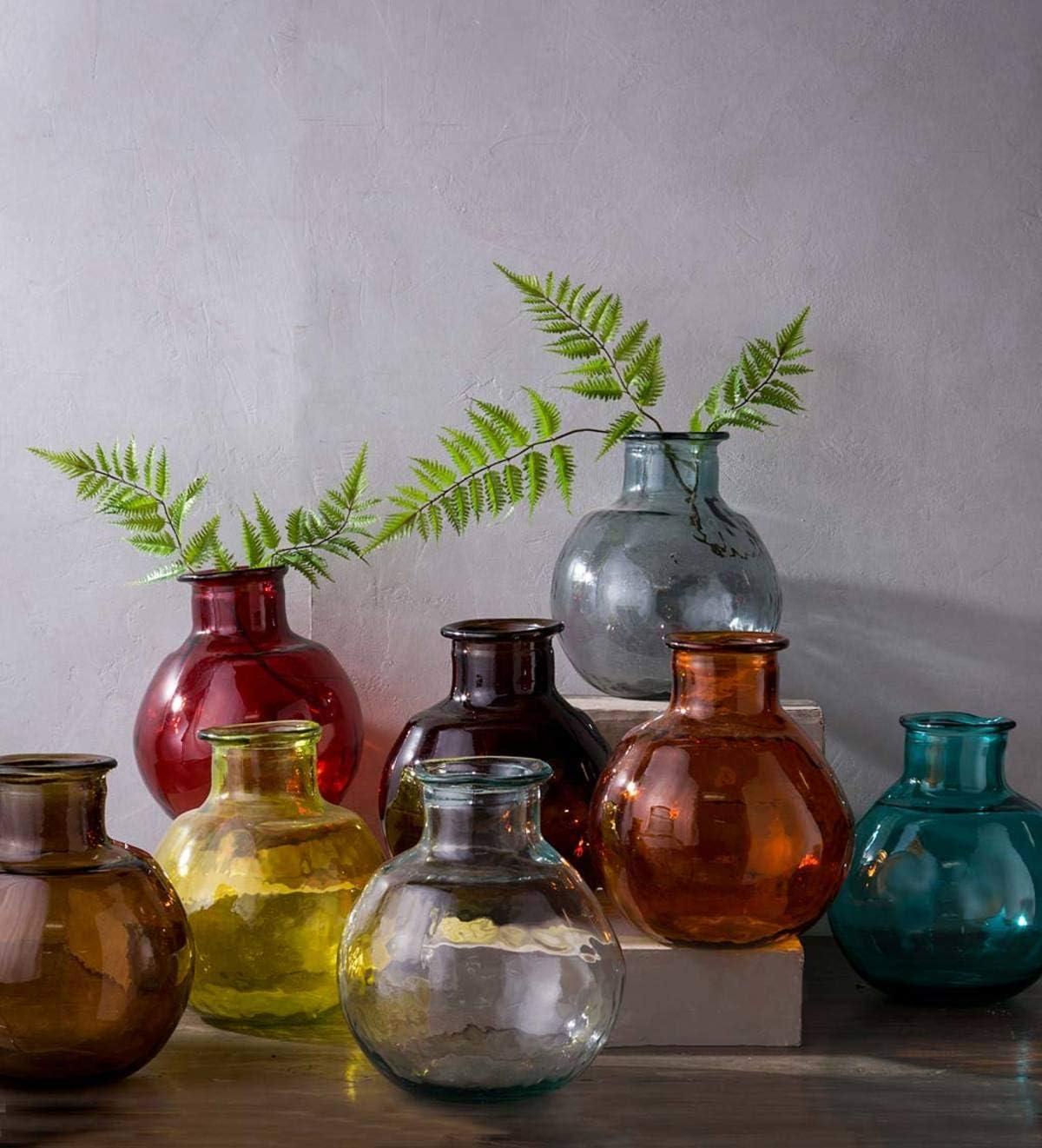 VivaTerra Recycled Tall Glass Balloon Vase – Handblown Glass Vases for Centerpieces – Unique Organic Shape in a Delicate Aqua Color – Sustainable and Unique Home Decor (19" H x 10" Dia.)