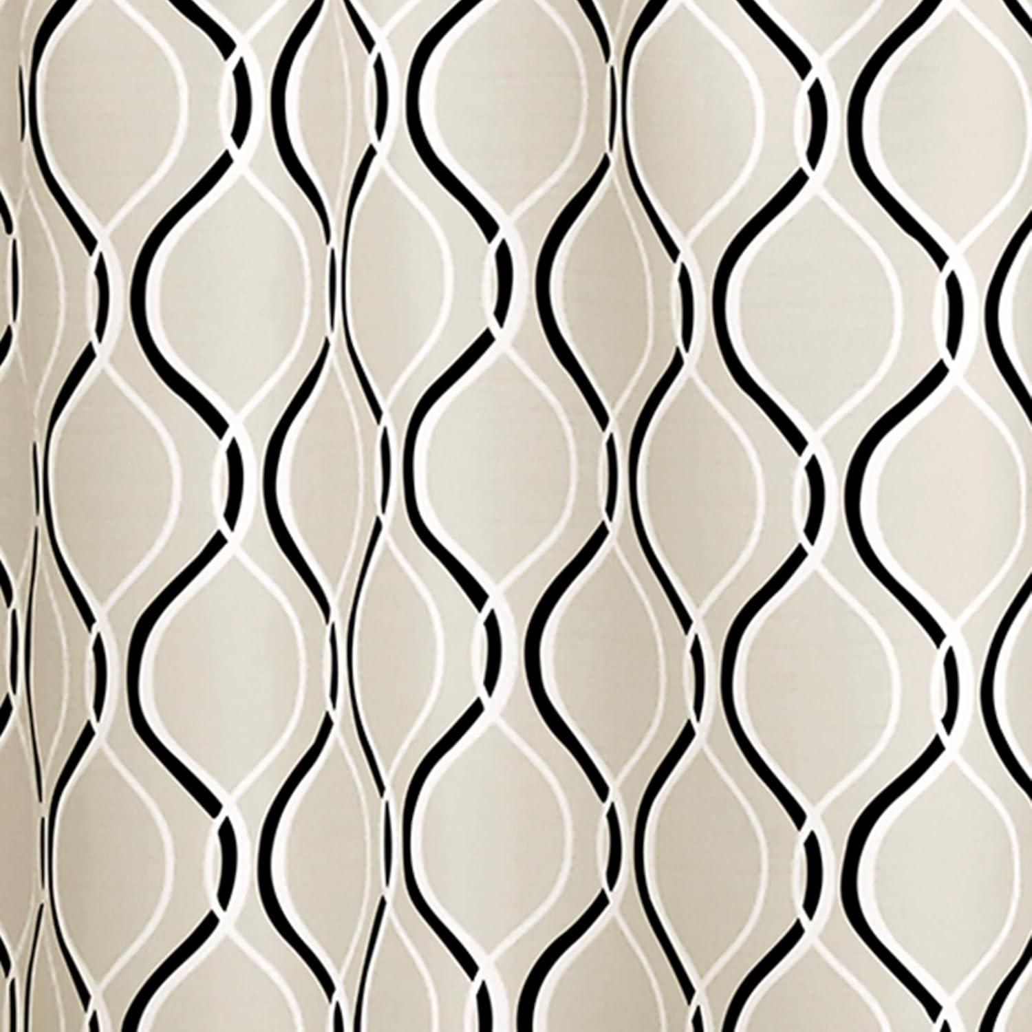 CHF Morocco Polyester Light Filtering Rod Pocket Curtain Tier Pair, Black, 58"x36", Adult