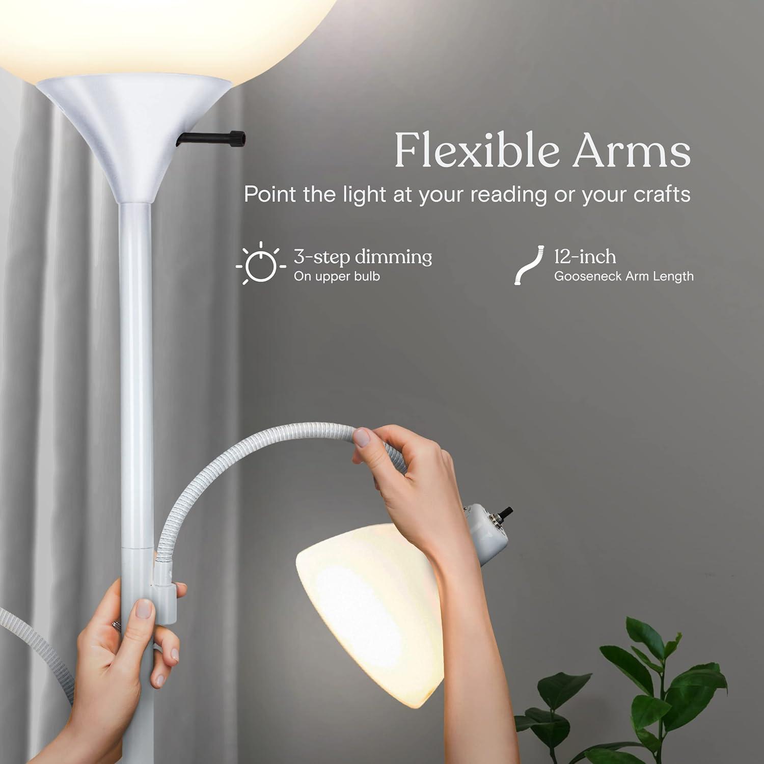 Brightech Dome Double 72 in. Industrial 3-Light 3-Way Dimming LED Floor Lamp with 3 Plastic Bowl Shades