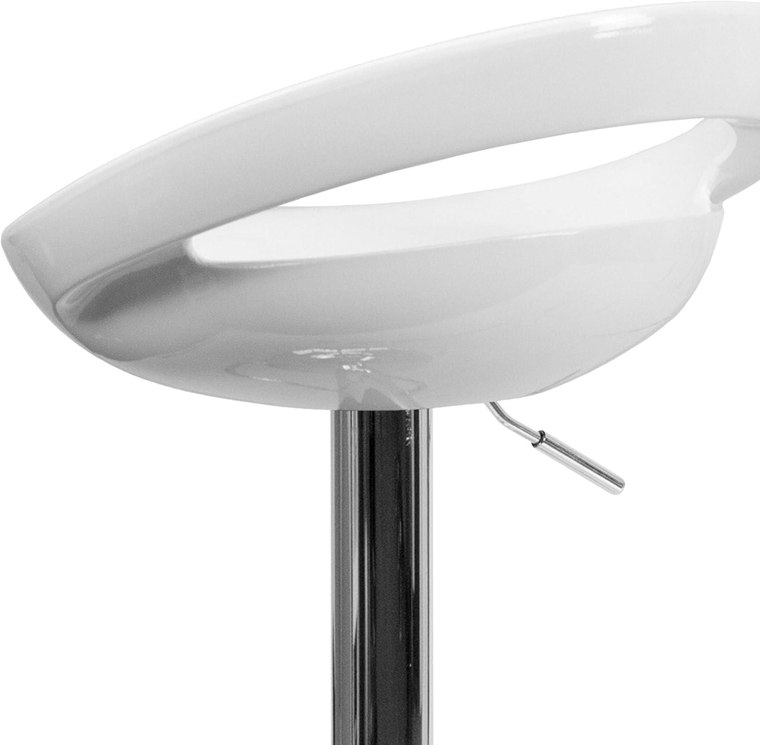Flash Furniture Plastic Adjustable Height Barstool, Set of 1, White