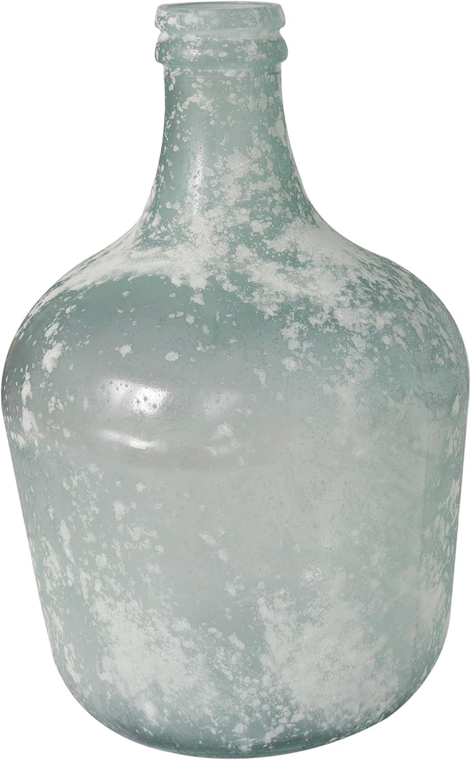 Clear Frosted Recycled Glass Round Vase