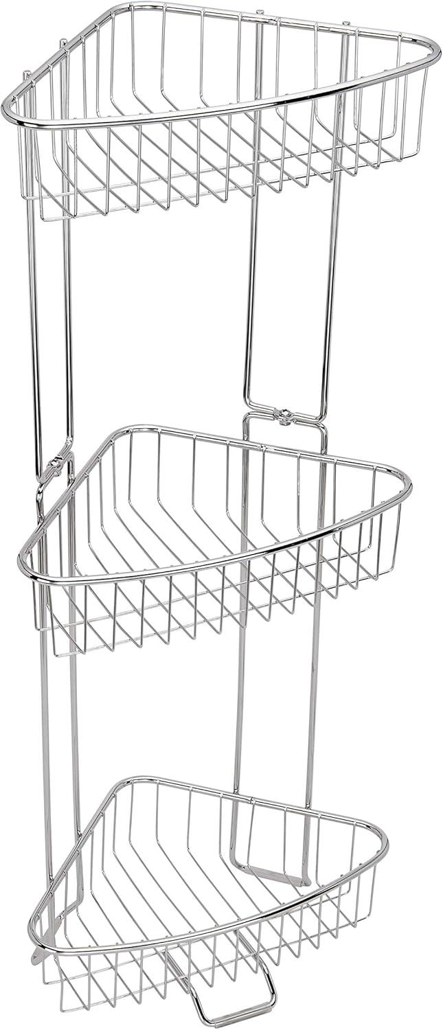 Stainless Steel Freestanding Corner Shower Caddy with Three Tiers