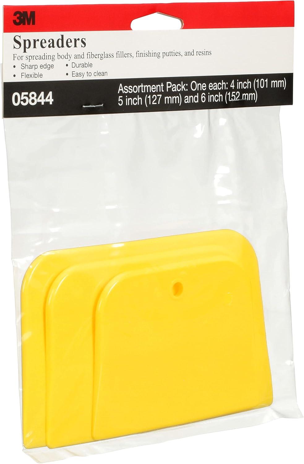 Yellow Flexible Plastic Body Filler Spreaders, 6-inch