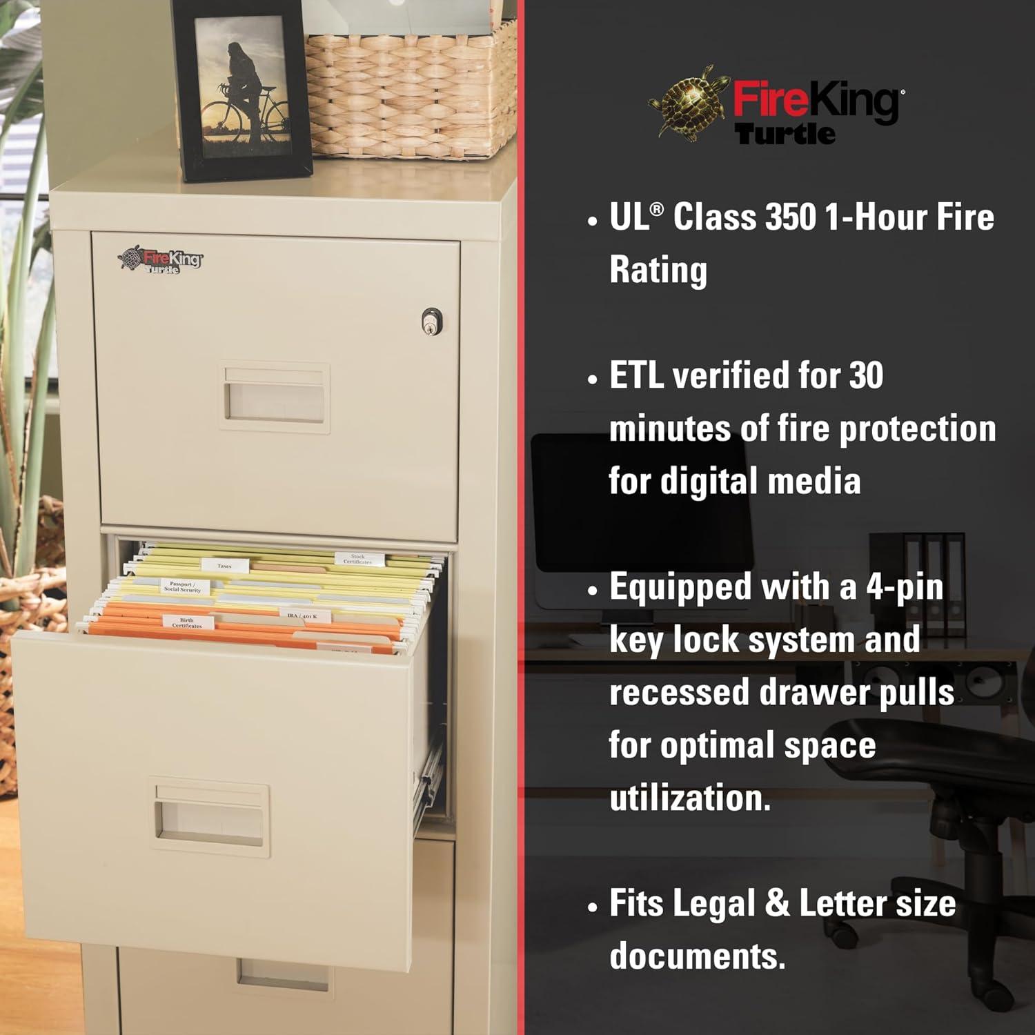 FireKing Compact Turtle® 17.75'' Wide 4 -Drawer Steel File Cabinet
