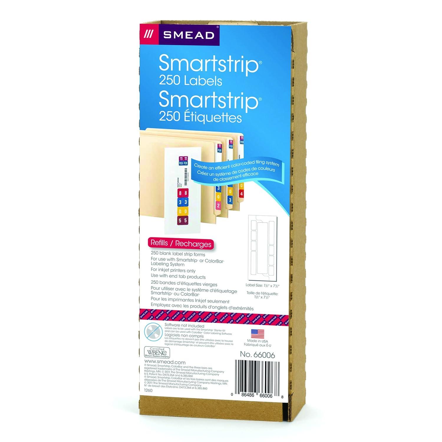 Smead SmartStrip Refill Label Kit, 250 Label Forms/Pack, Inkjet -SMD66006