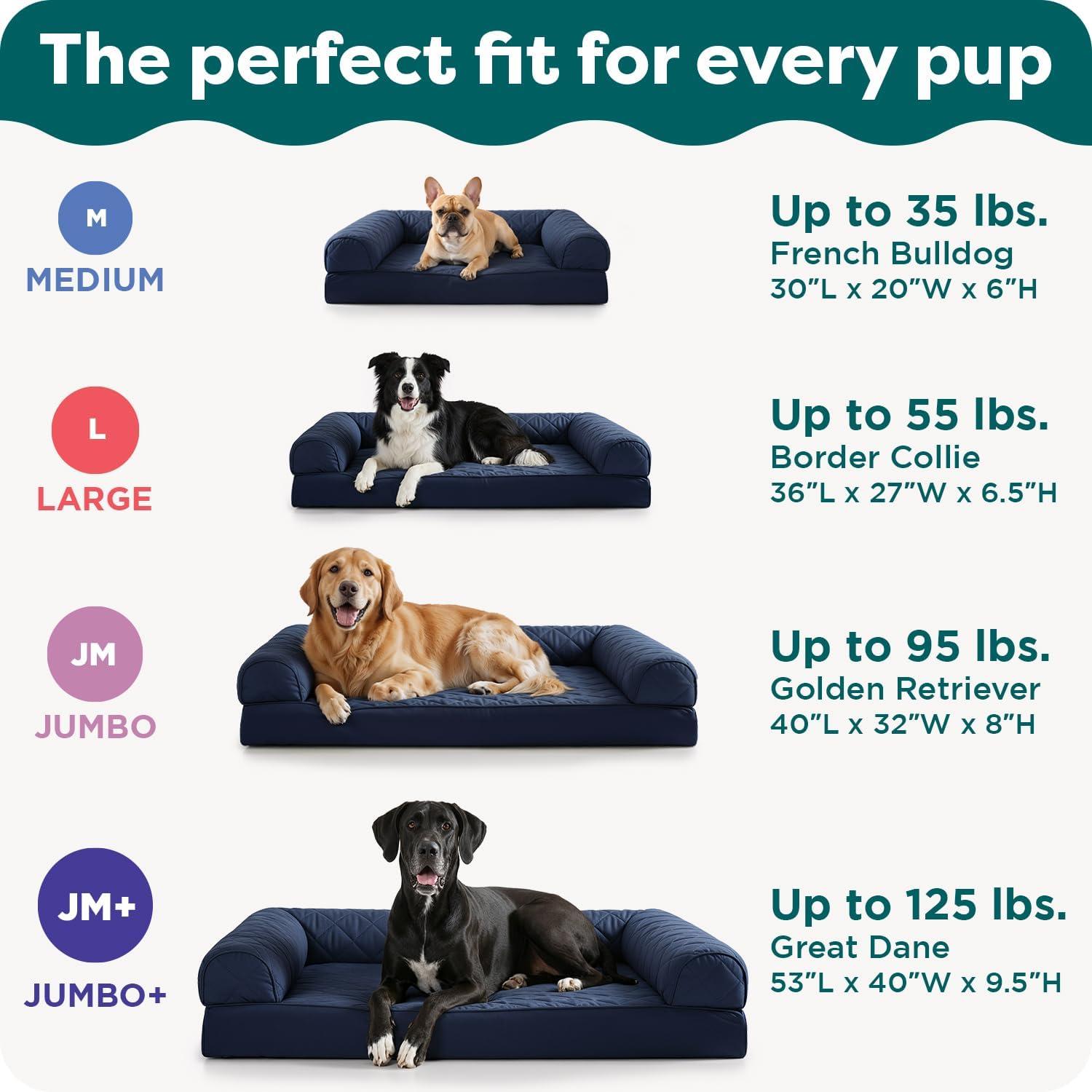 FurHaven Quilted Orthopedic Bolster Sofa Pet Bed