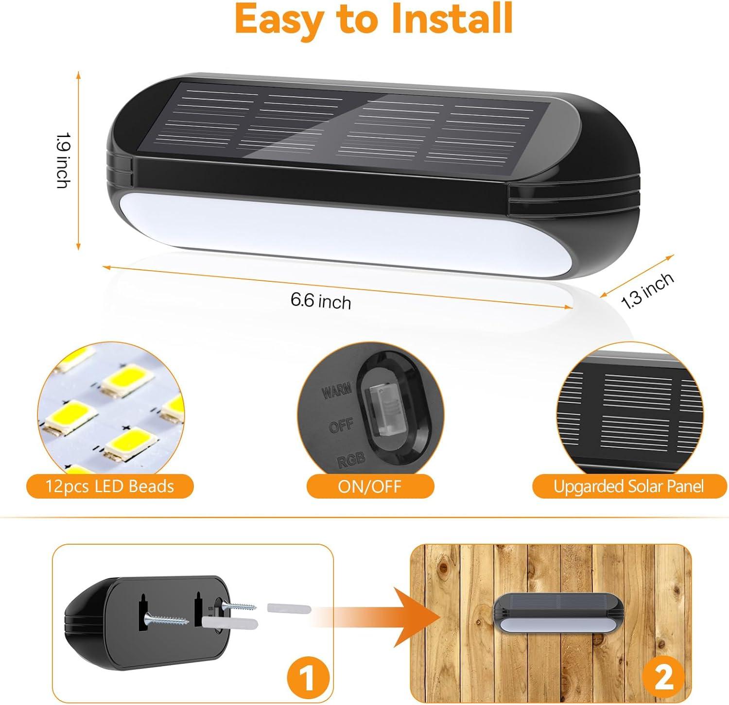 WdtPro Matte Black Solar Powered Integrated LED Step Light Kit (Set of 8)