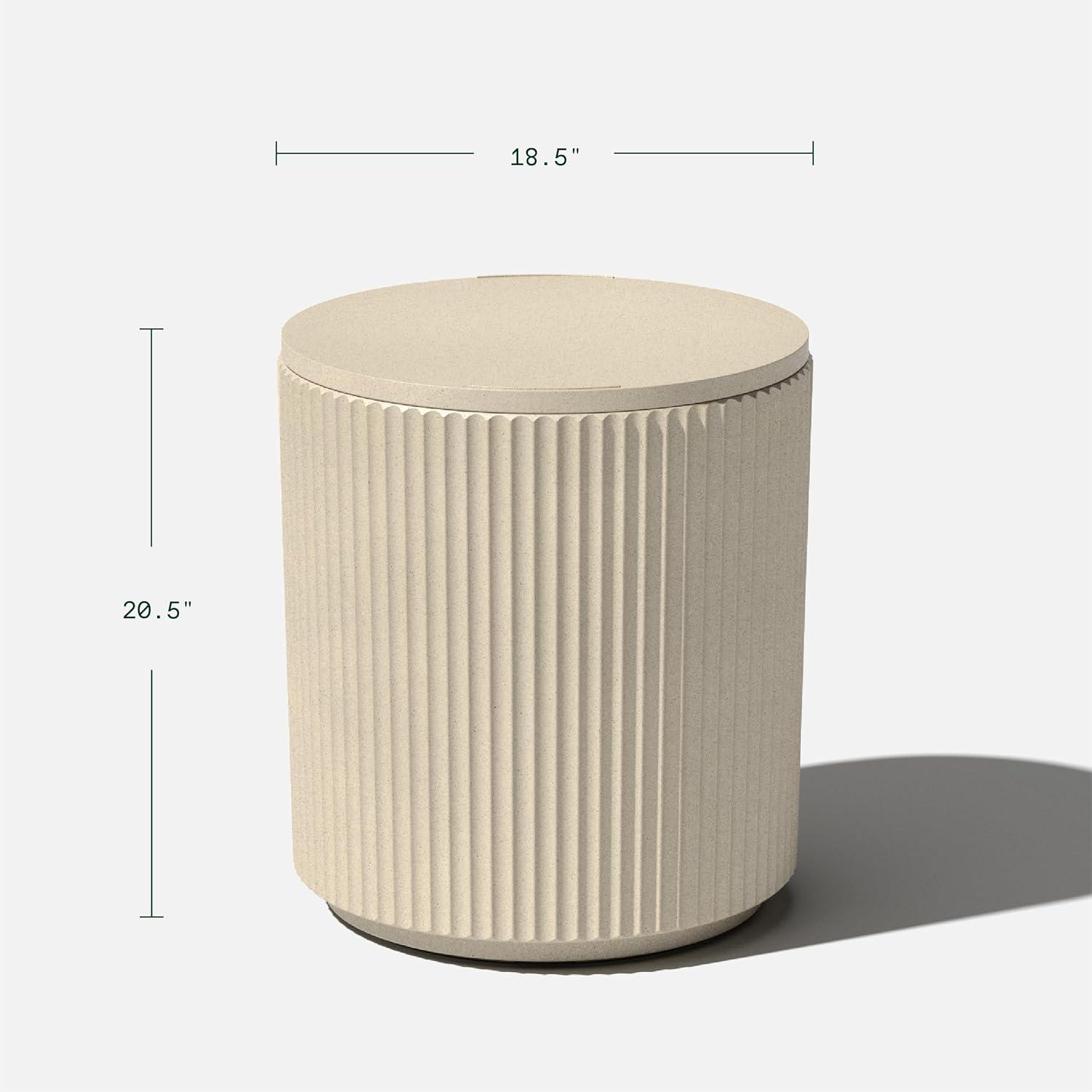 Sandstone Stone-Plastic Outdoor Cooler Side Table