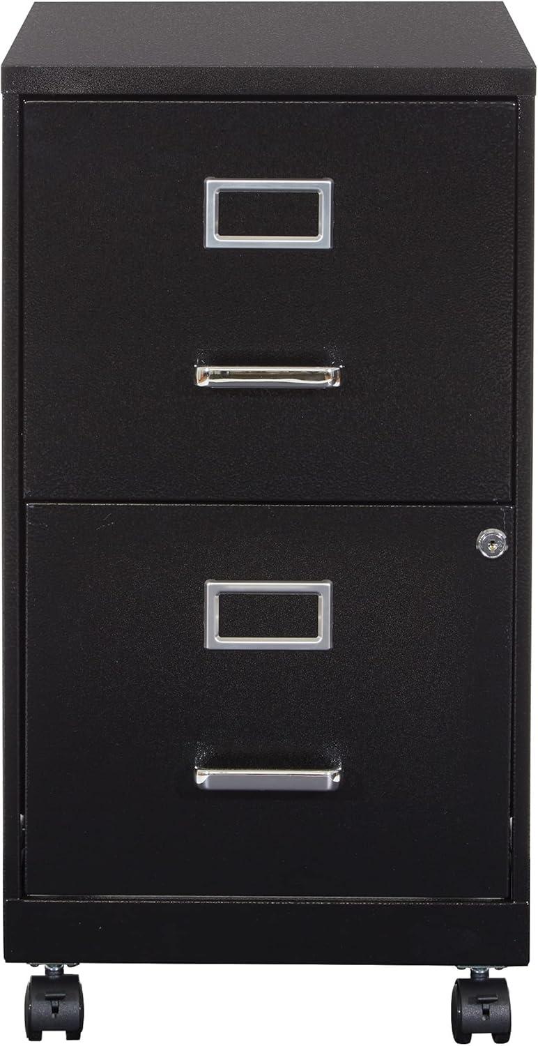 2 Drawer Mobile Locking Metal File Cabinet in Black