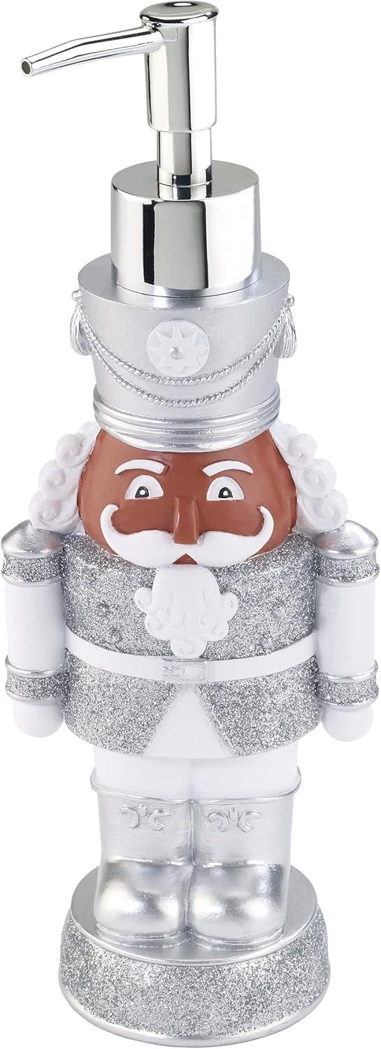 Festive Silver Nutcracker Resin Soap Dispenser