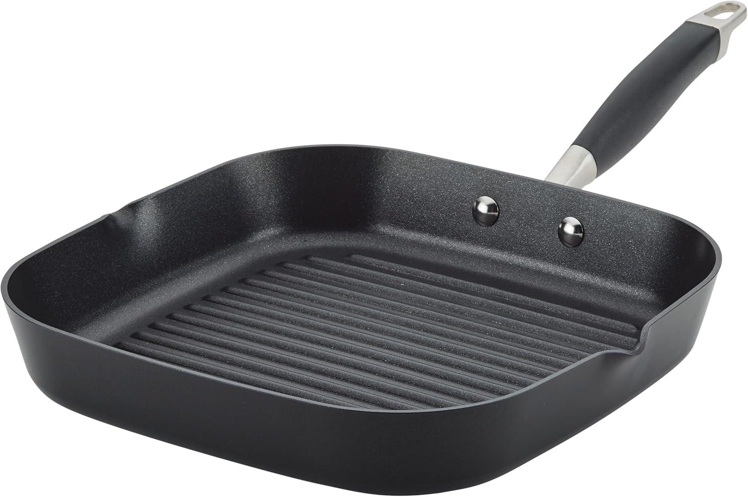 Anolon Anolon Advanced Home Hard Anodized Nonstick Deep Square Grill / Griddle Pan With Pour Spouts,11 Inch