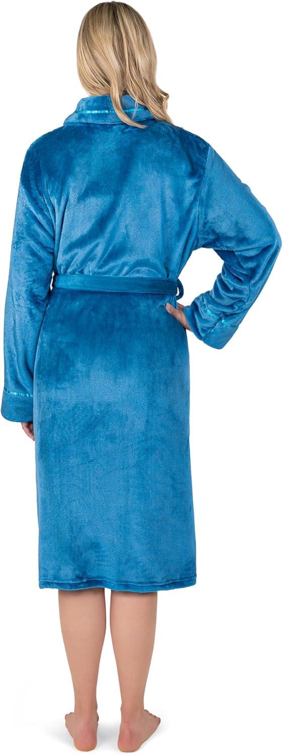 PAVILIA Fleece Robe For Women, Plush Warm Bathrobe, Fluffy Soft Spa Long Lightweight Fuzzy Cozy, Satin Trim