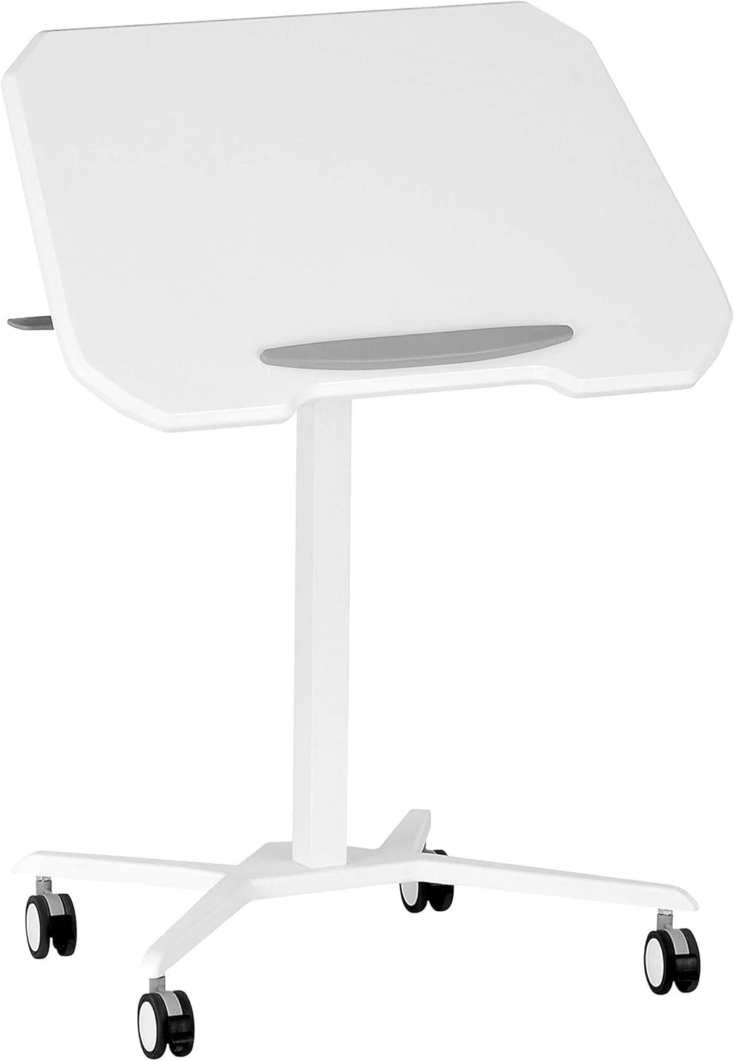 Sit To Stand Mobile Laptop Computer Stand with Height Adjustable White - Techni Mobili