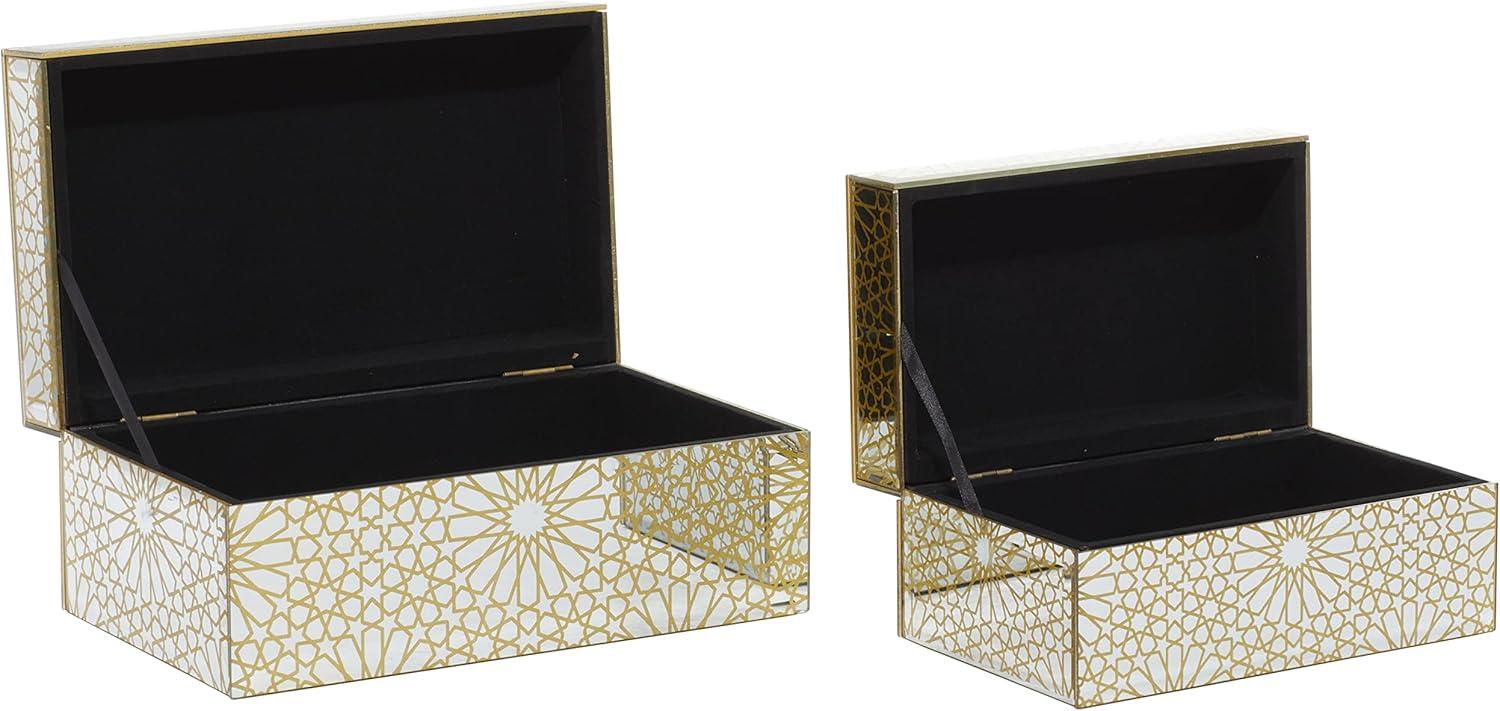 Cosmo living By Cosmopolitan Set Of 2 Gold Wood Glam Box, 11", 9"