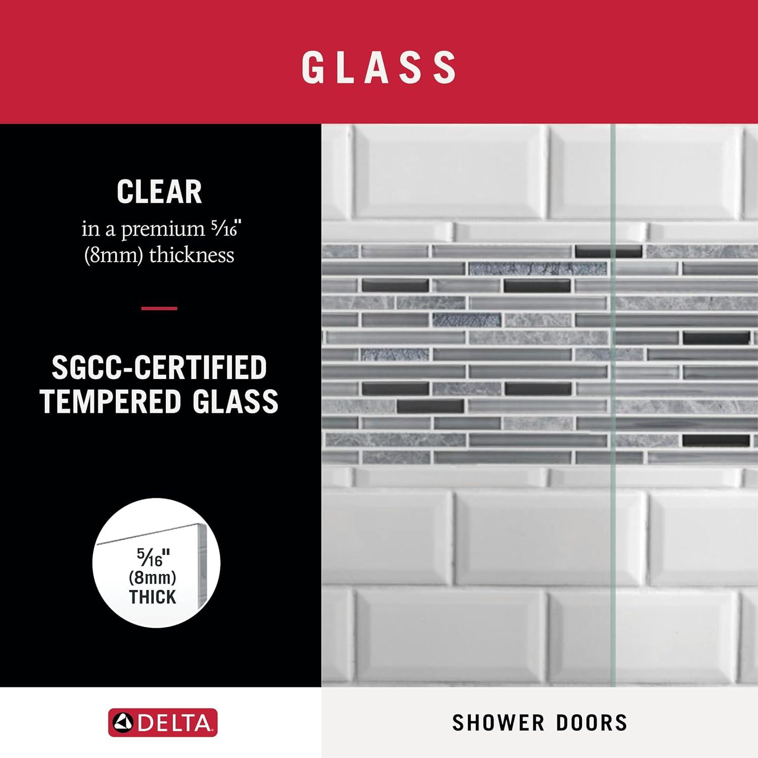 Delta Paxos 60 in. x 62-1/4 in. Frameless Sliding Bathtub Door in Nickel with 5/16 in. (8mm) Tempered Clear Glass, SD5758472