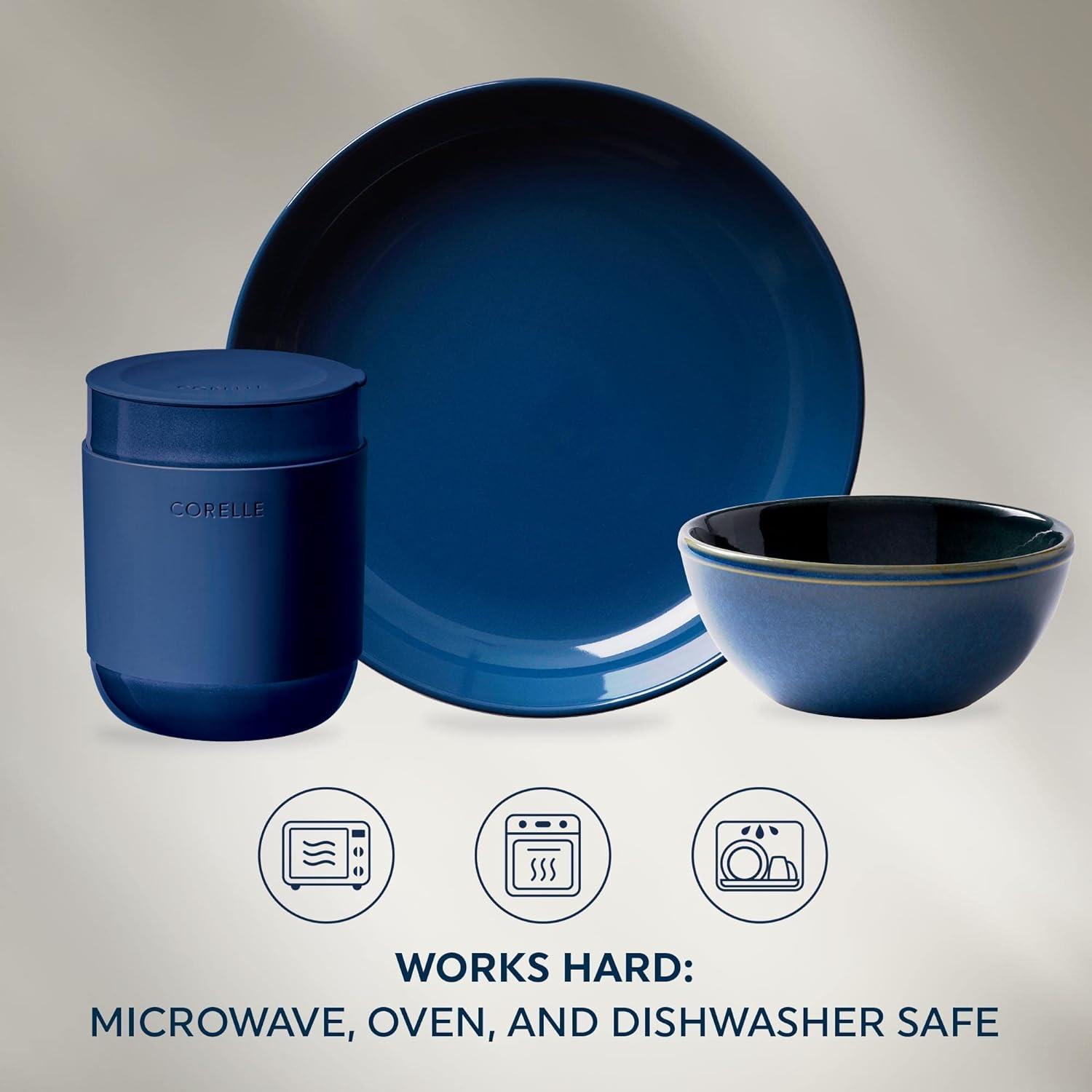 Navy Ceramic 16-Piece Outdoor Dinnerware Set, Service for 4