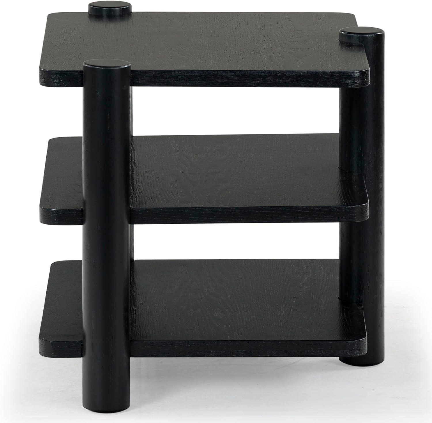 Edisyn Black Solid Wood 3-Shelf Accent Table