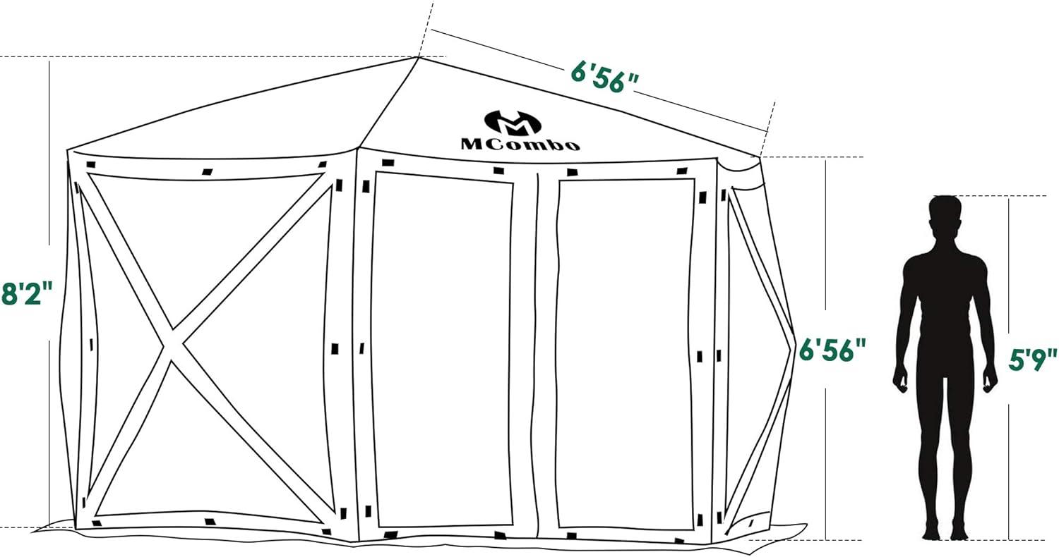 Gazebo Tent Pop-Up Portable 4/5/6-Sided Hub Durable Screen Tent Netted Gazebo Waterproof Pavilion