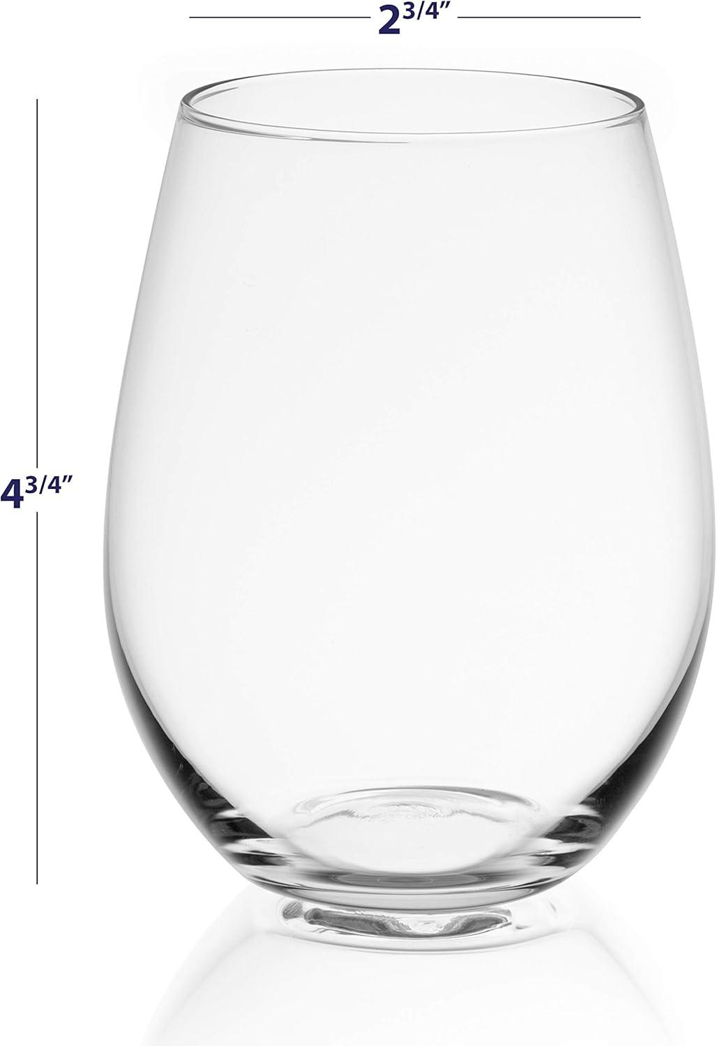 JoyJolt 19 oz Clear Stemless Wine Glasses Set of 4