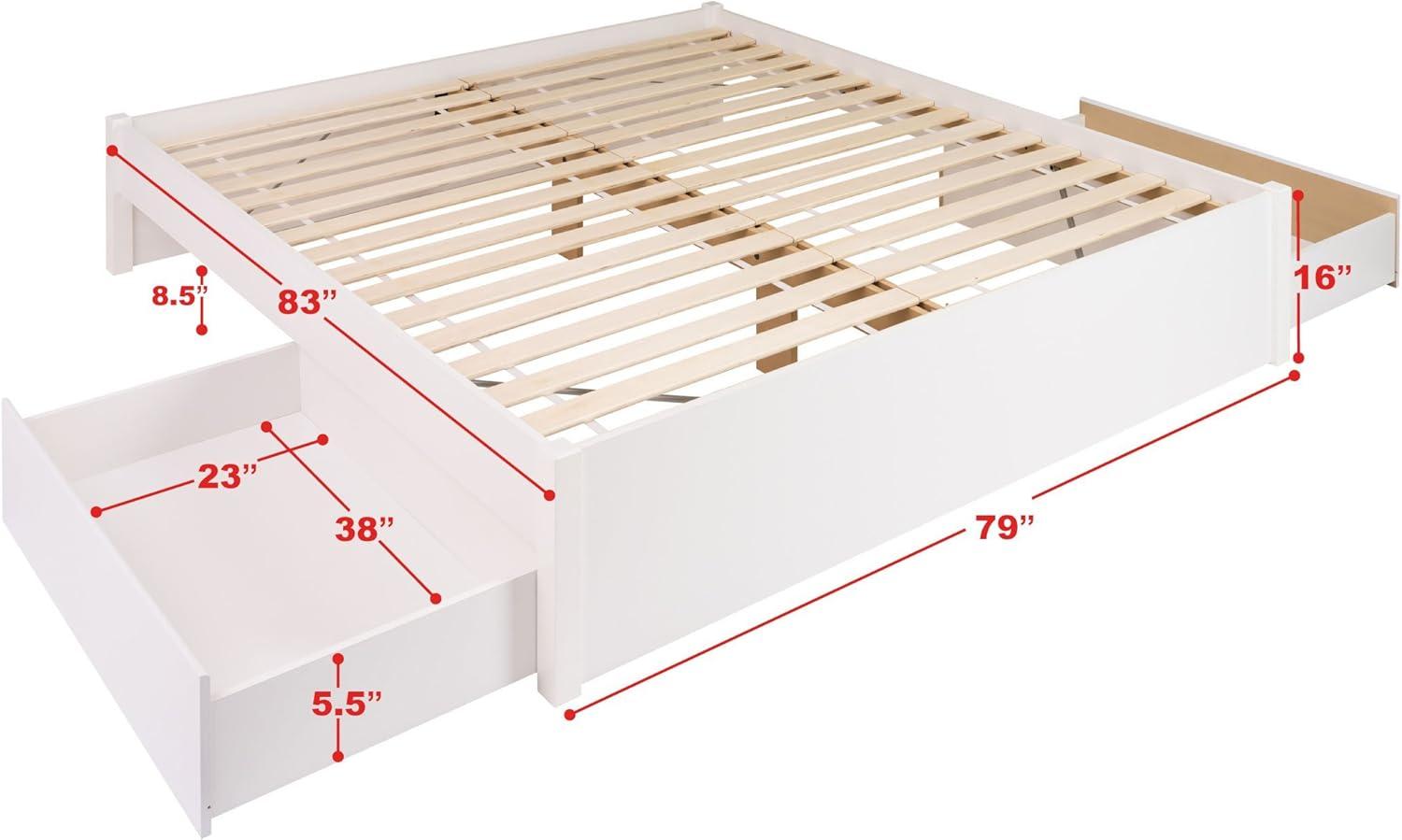 King Select 4-Post Platform Bed with 2 Drawers Black - Prepac: Solid Wood, Storage Functionality
