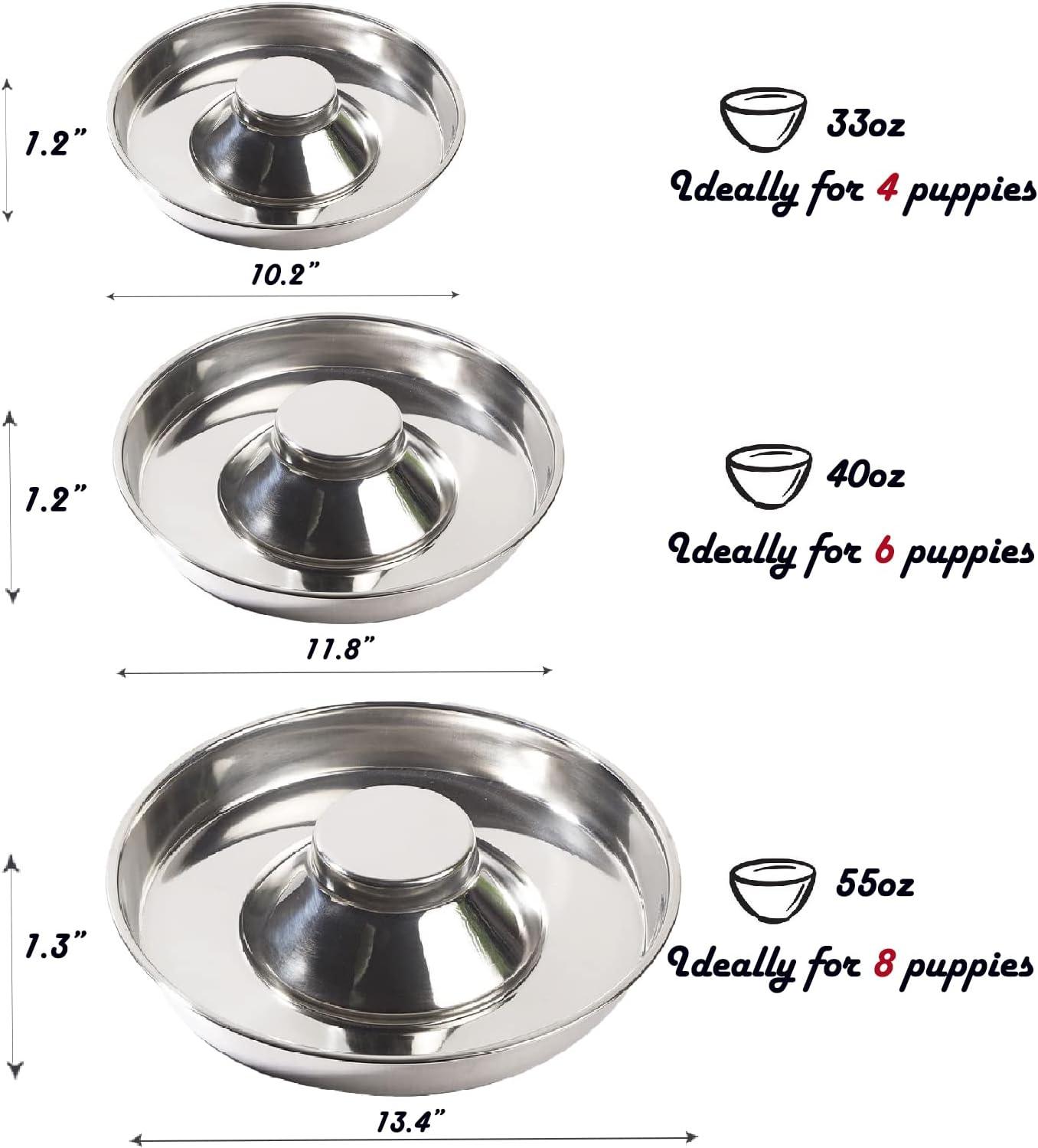 Puppy Dog Bowl, Stainless Steel Multiple Puppies Feeder, Dogs Basic Food and Water Bowls Weaning Dish for Small, Medium and Large Dogs Pets