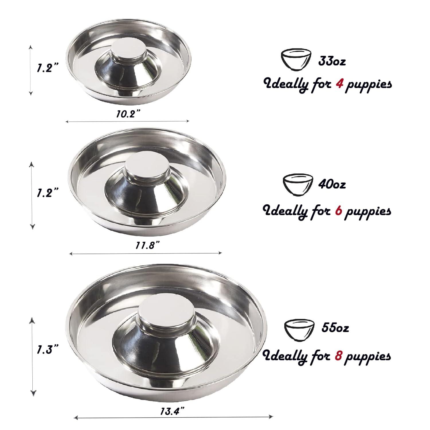 Puppy Dog Bowl, Stainless Steel Multiple Puppies Feeder, Dogs Basic Food and Water Bowls Weaning Dish for Small, Medium and Large Dogs Pets
