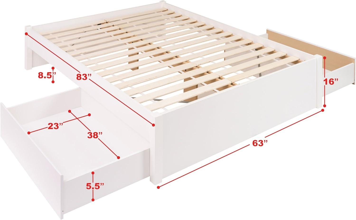 Queen Select 4 - Post Platform Bed with 2 Drawers White - Prepac