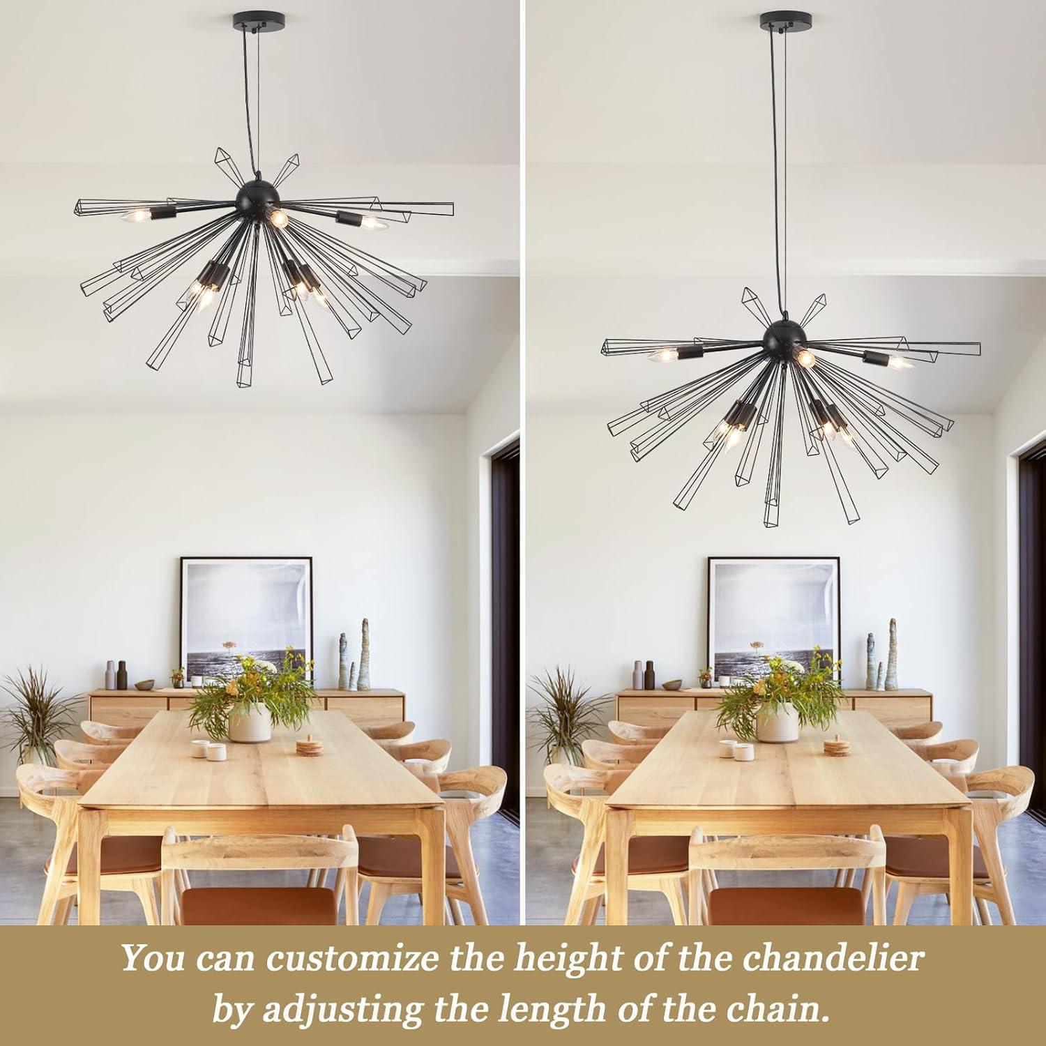 Iptisam 8-Light Dimmable Sputnik Sphere Chandelier Modern Starburst Chandelier for Dining Living Room Kitchen Island