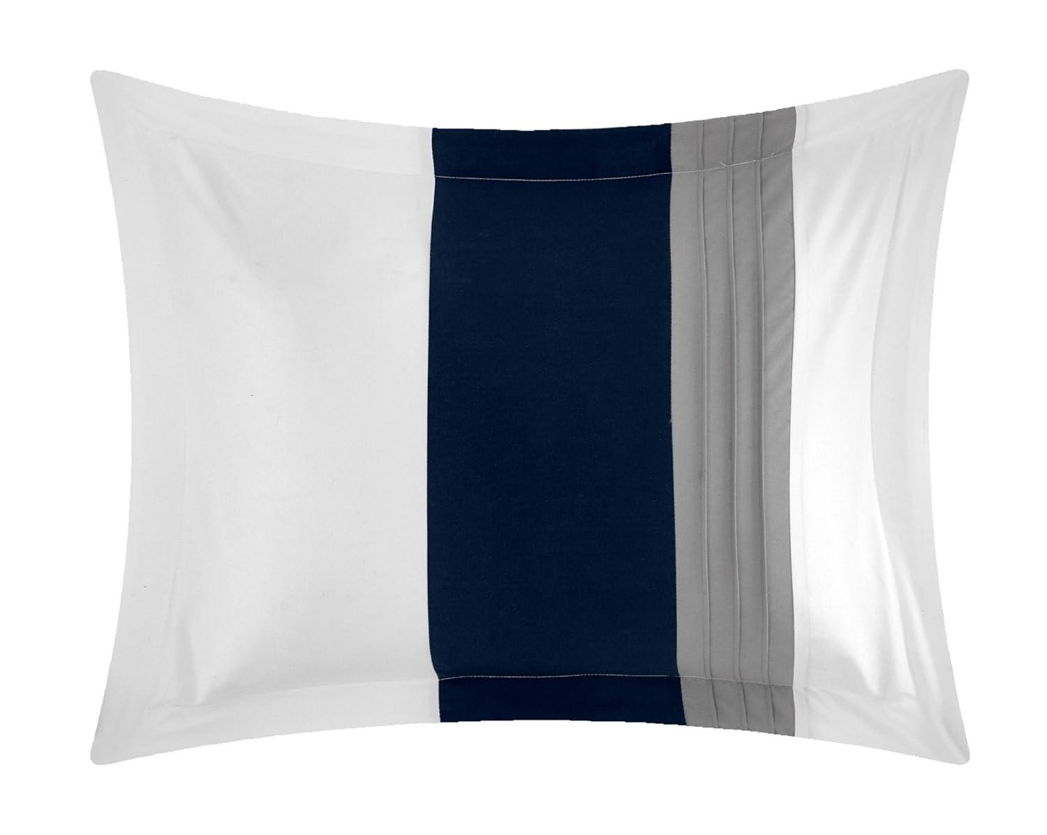 Chic Home Ayelet Classic 10 Piece Blue Color Block Bed in a Bag, Queen