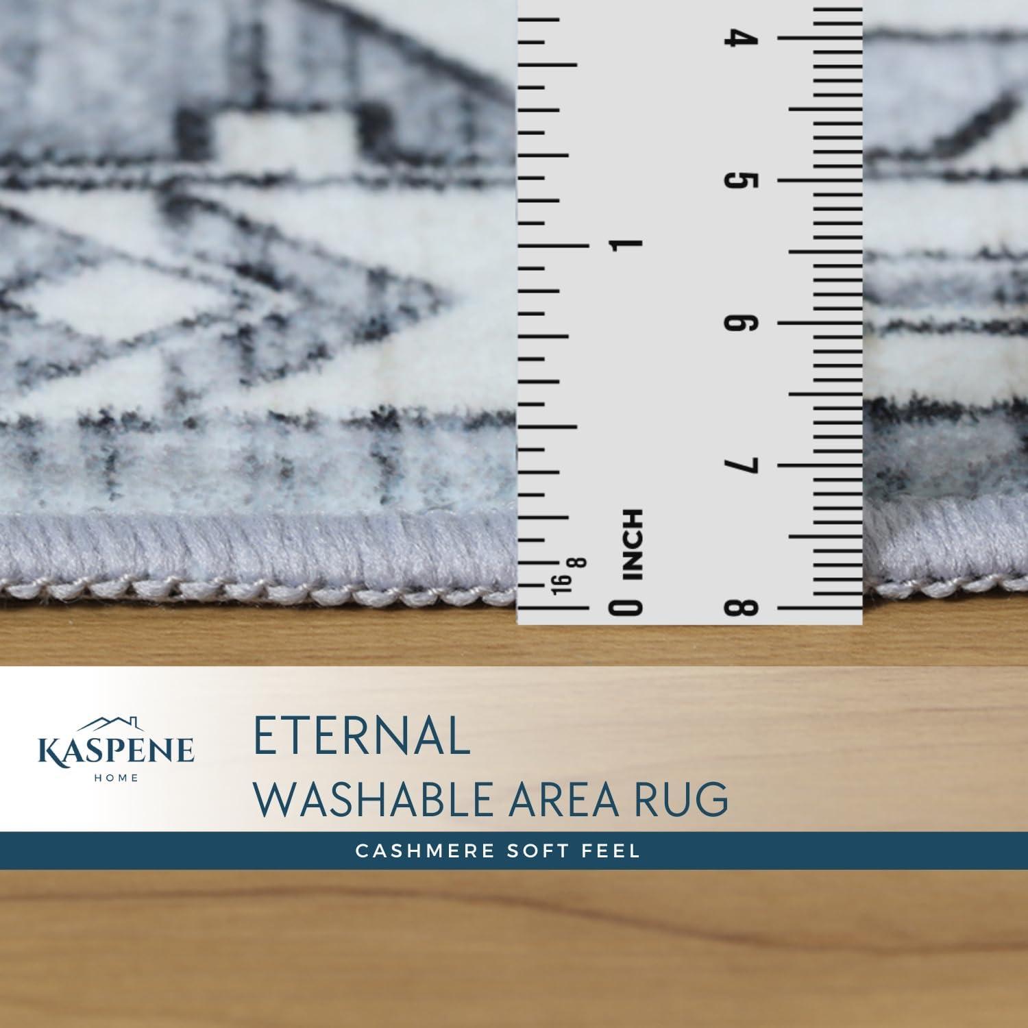 Machine Washable Thin Area Rug - Oriental Vintage Rust Red Kitchen, Bedroom, Hallway, Bathroom, and Entryway 3x5 Rugs - Stain and Water-Resistant - Non-Slip - Pet and Kid Friendly