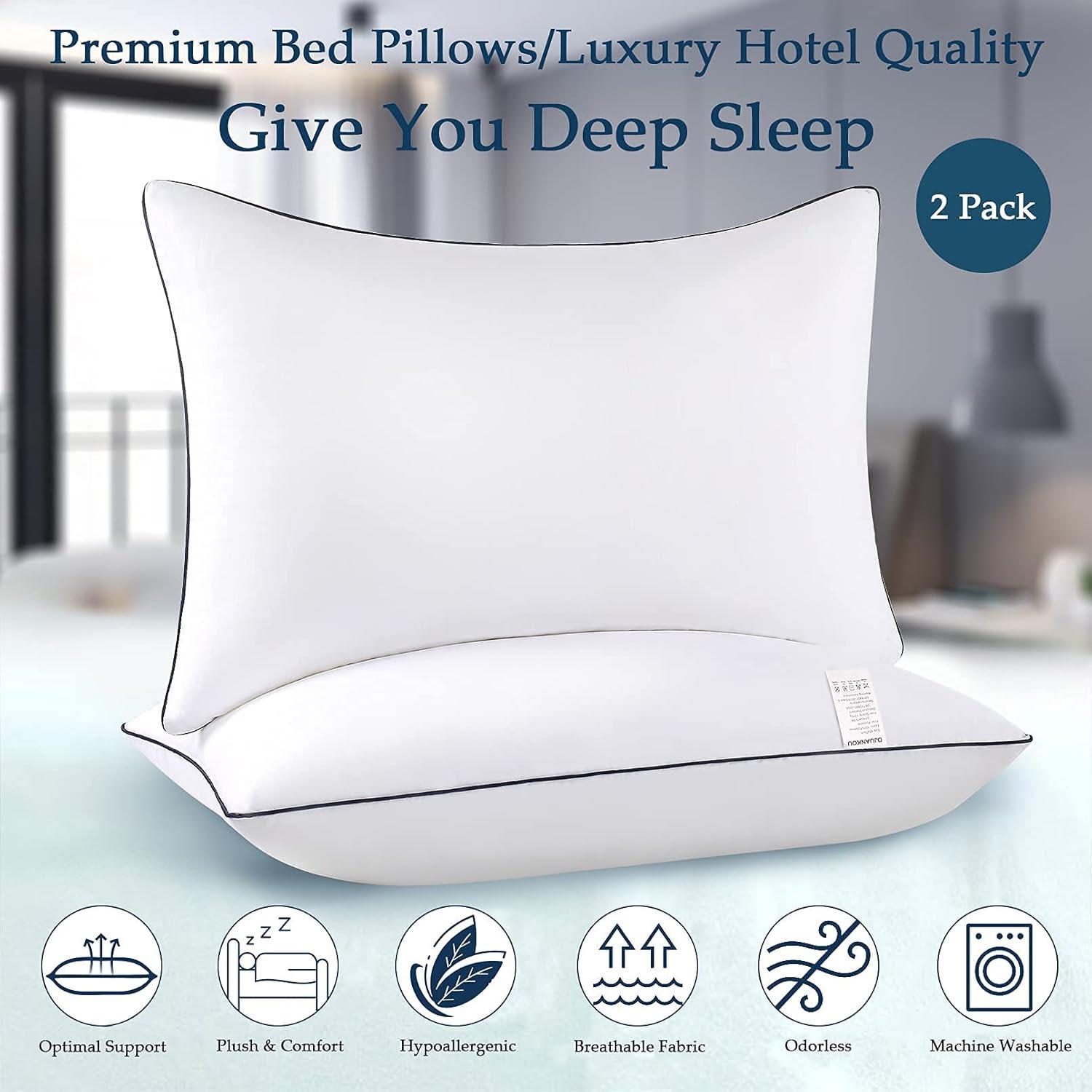 Queen Size White Microfiber Plush Bed Pillows Set