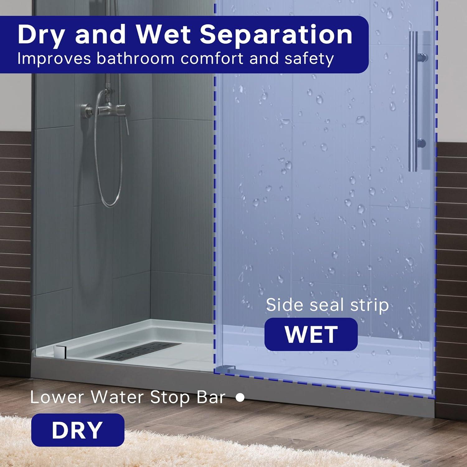 WoodBridge Frameless Single Sliding Shower Door with Soft Close System, 57.5-60" Width x 80"Height with 5/16"(8mm) Clear Tempered Glass & Reviews | Wayfair