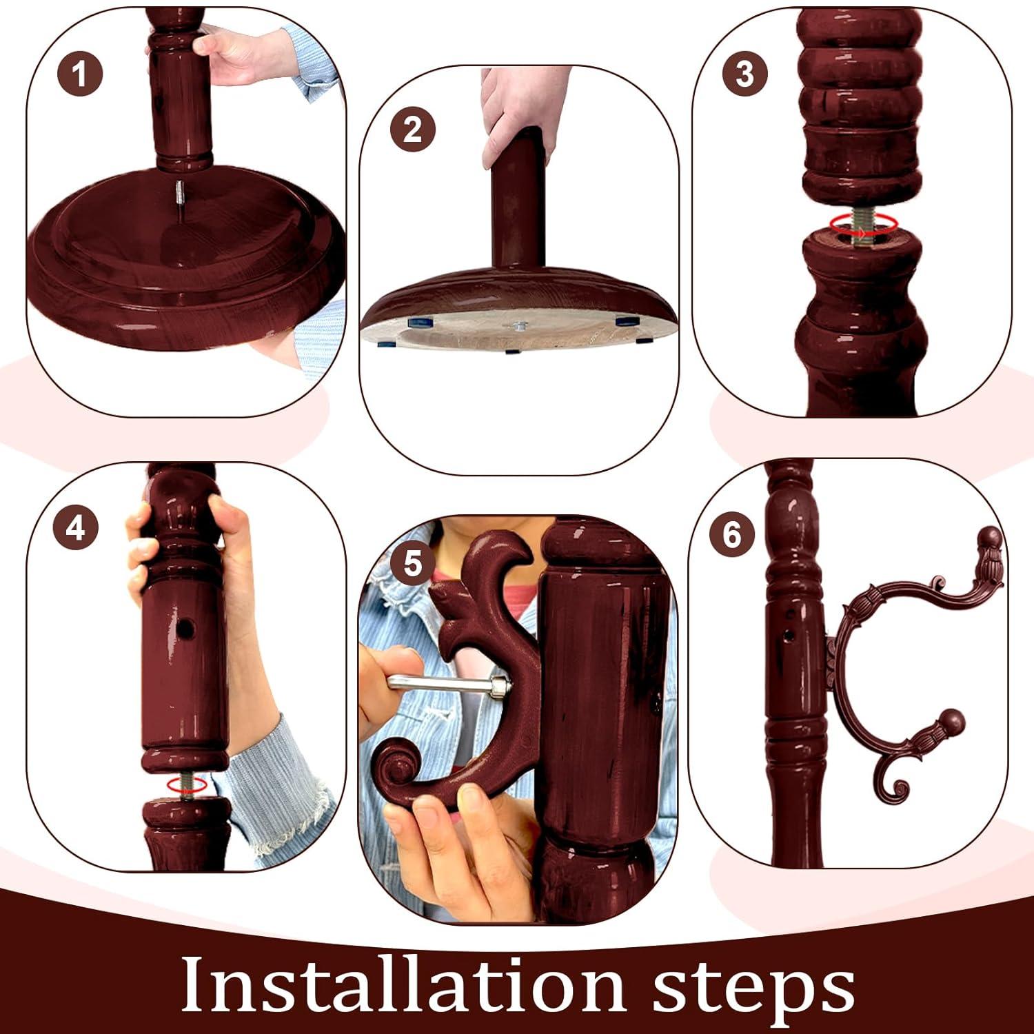 Red Barrel Studio® Wood Coat Rack Stand, Wooden Coat Rack Freestanding With Sturdy Round Base, Coat Racks With 14 Hooks, Natural Birch Wood Entryway Coat Tree Hanger Stand Easy To Assemble