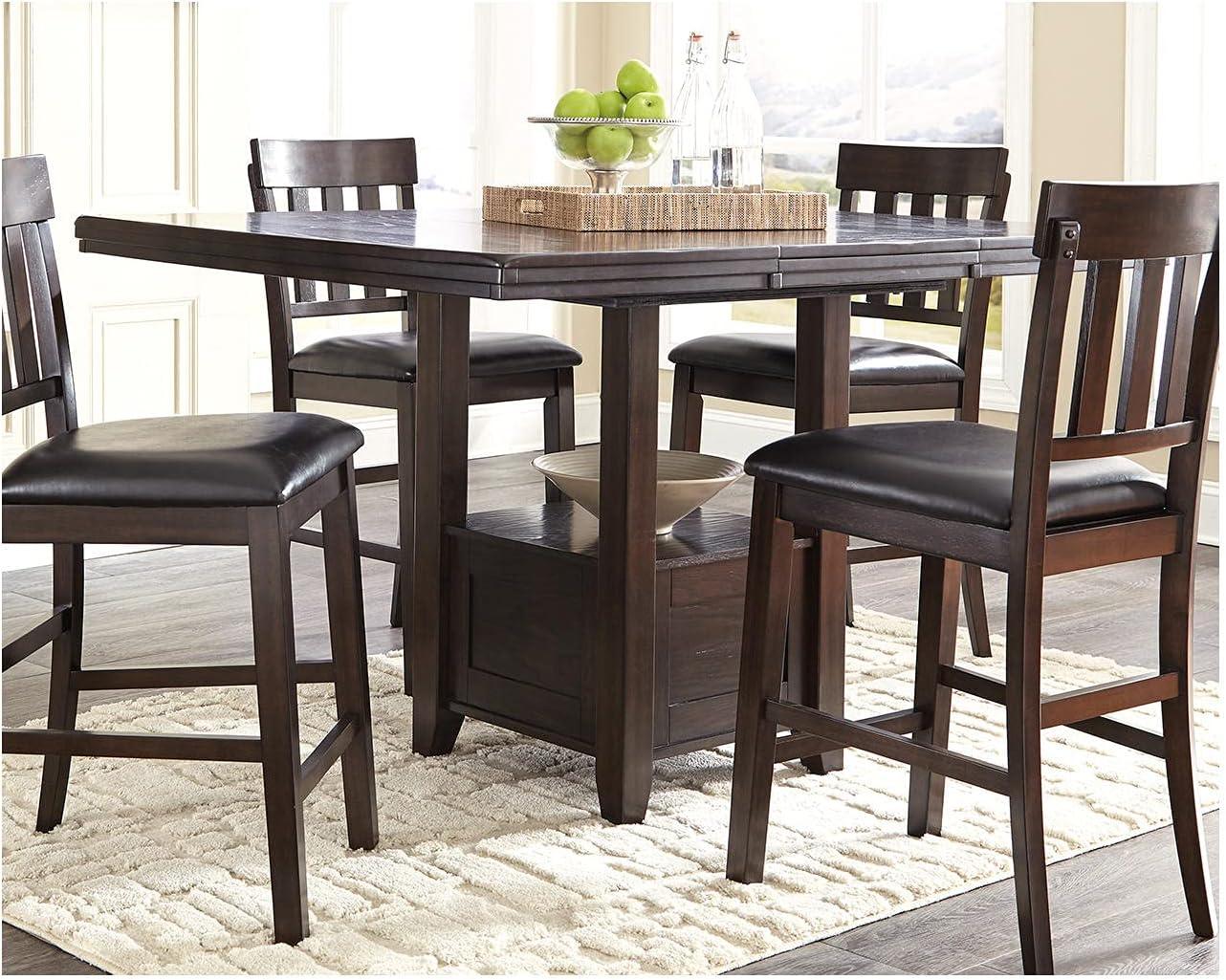 Counter Height Extendable Dining Table Dark Chestnut - Signature Design by Ashley: Removable Leaf, Seats 6, Wood Veneer