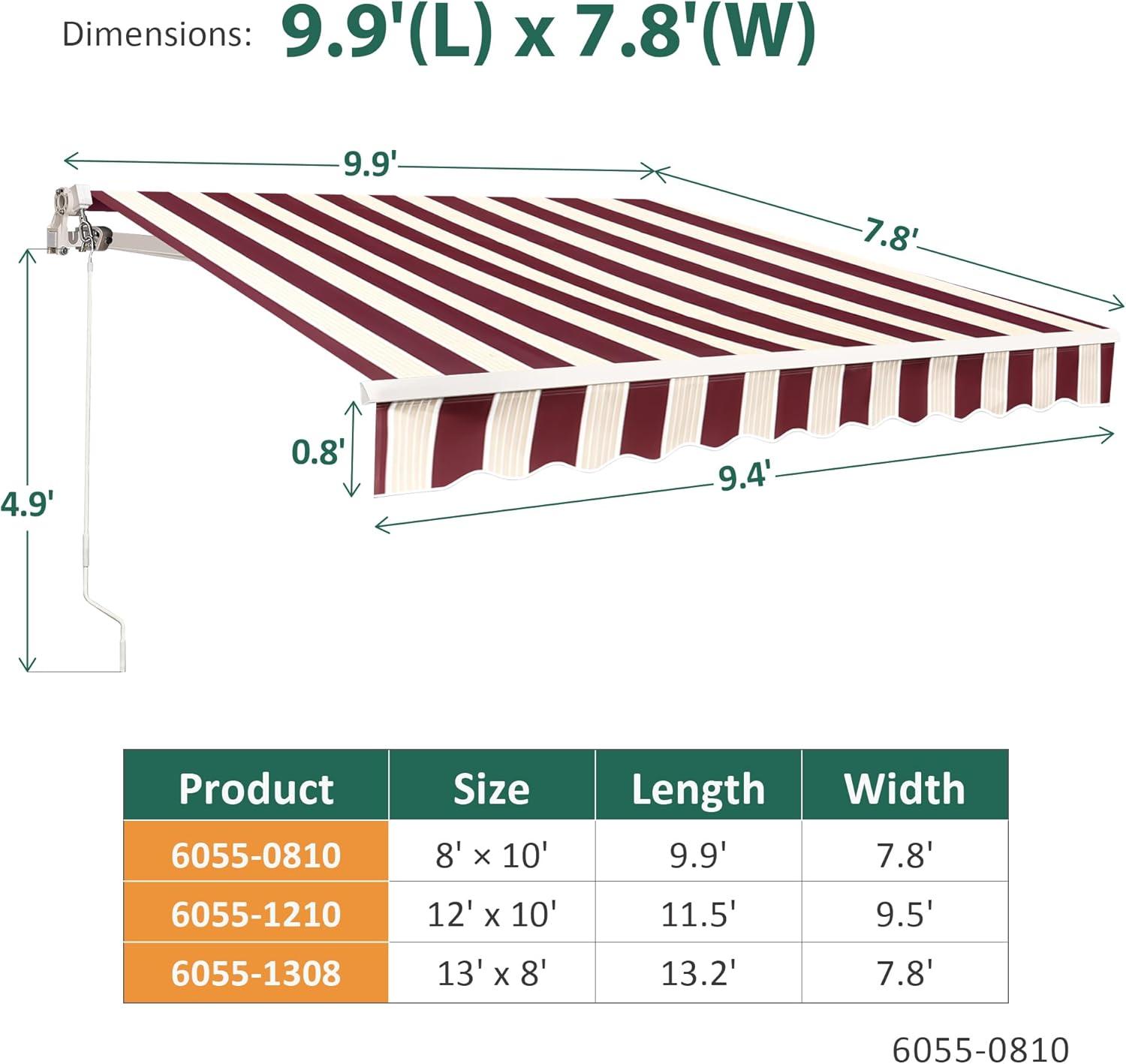 Newacme LLC Freeport Park Alvin 10 ft. W x 8 ft. D Retractable Patio Awning