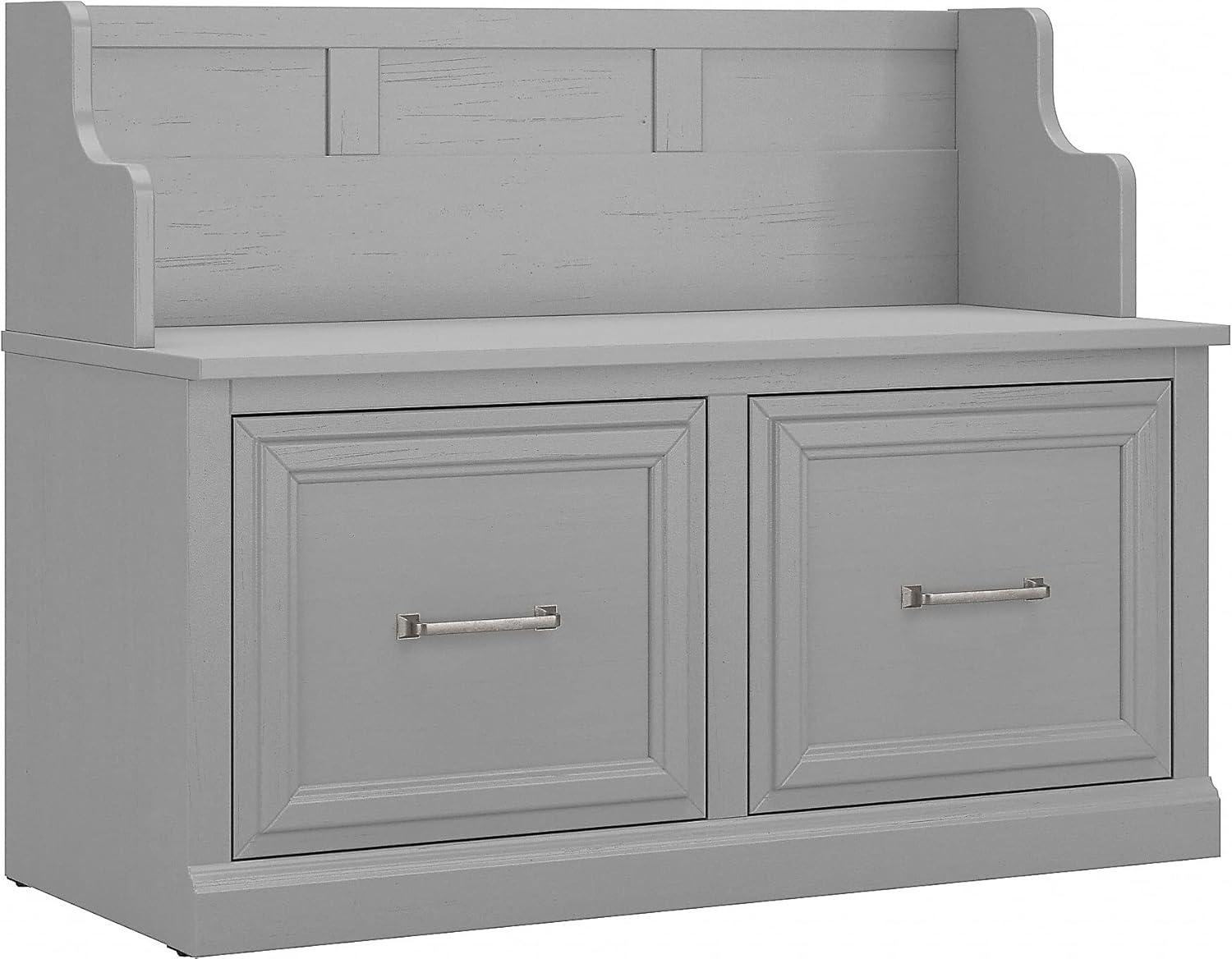 Cape Cod Gray Transitional Engineered Wood Storage Bench with Euro-Style Hinges