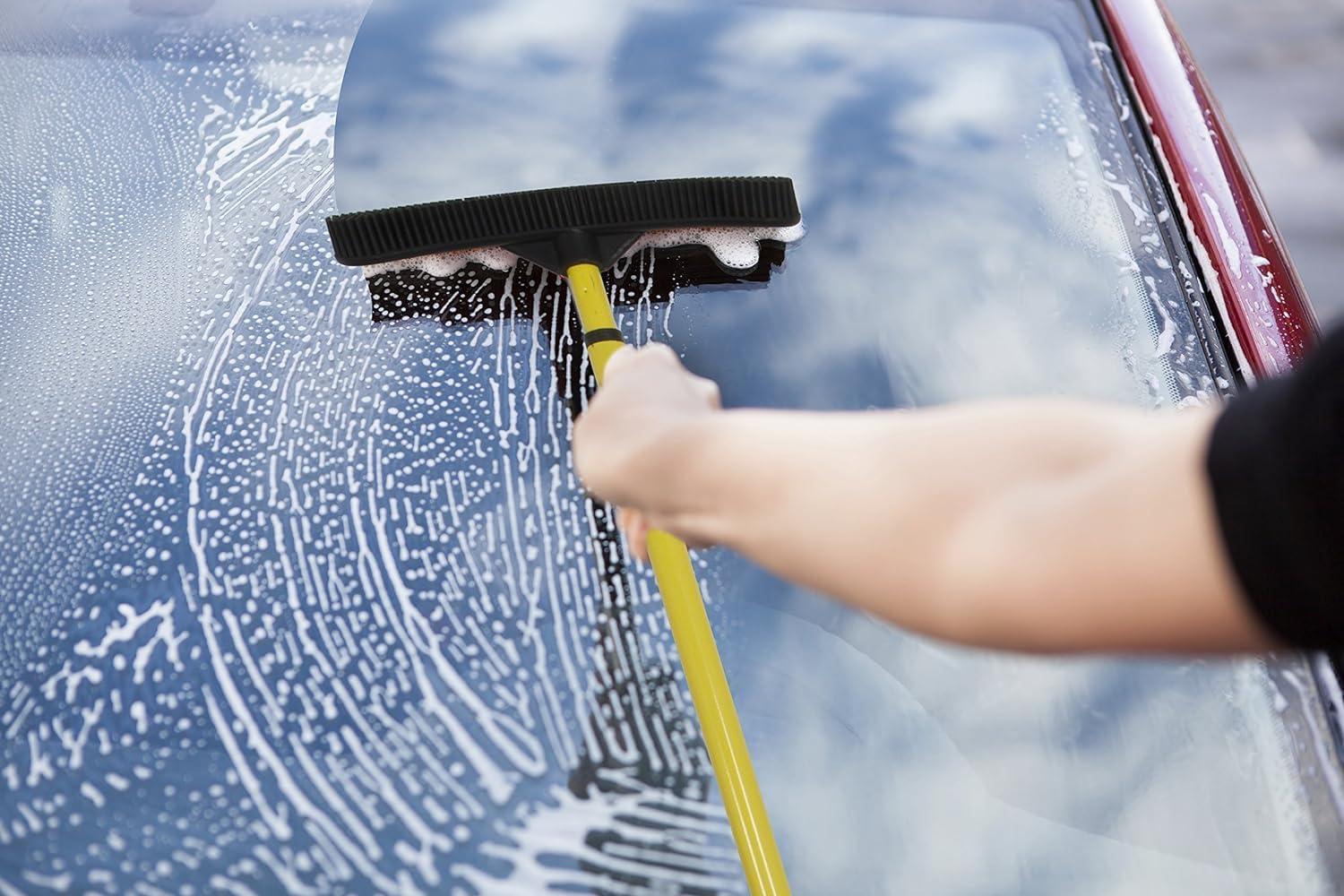 Adjustable Rubber Bristle Broom with 60-Inch Handle