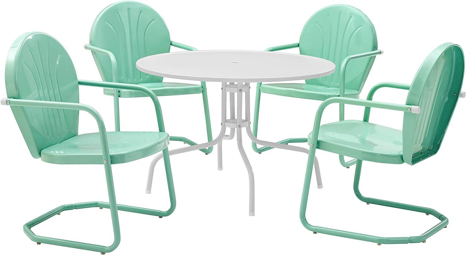 Burley Round 4 - Person 39" Long Powder Coated Steel Dining Set